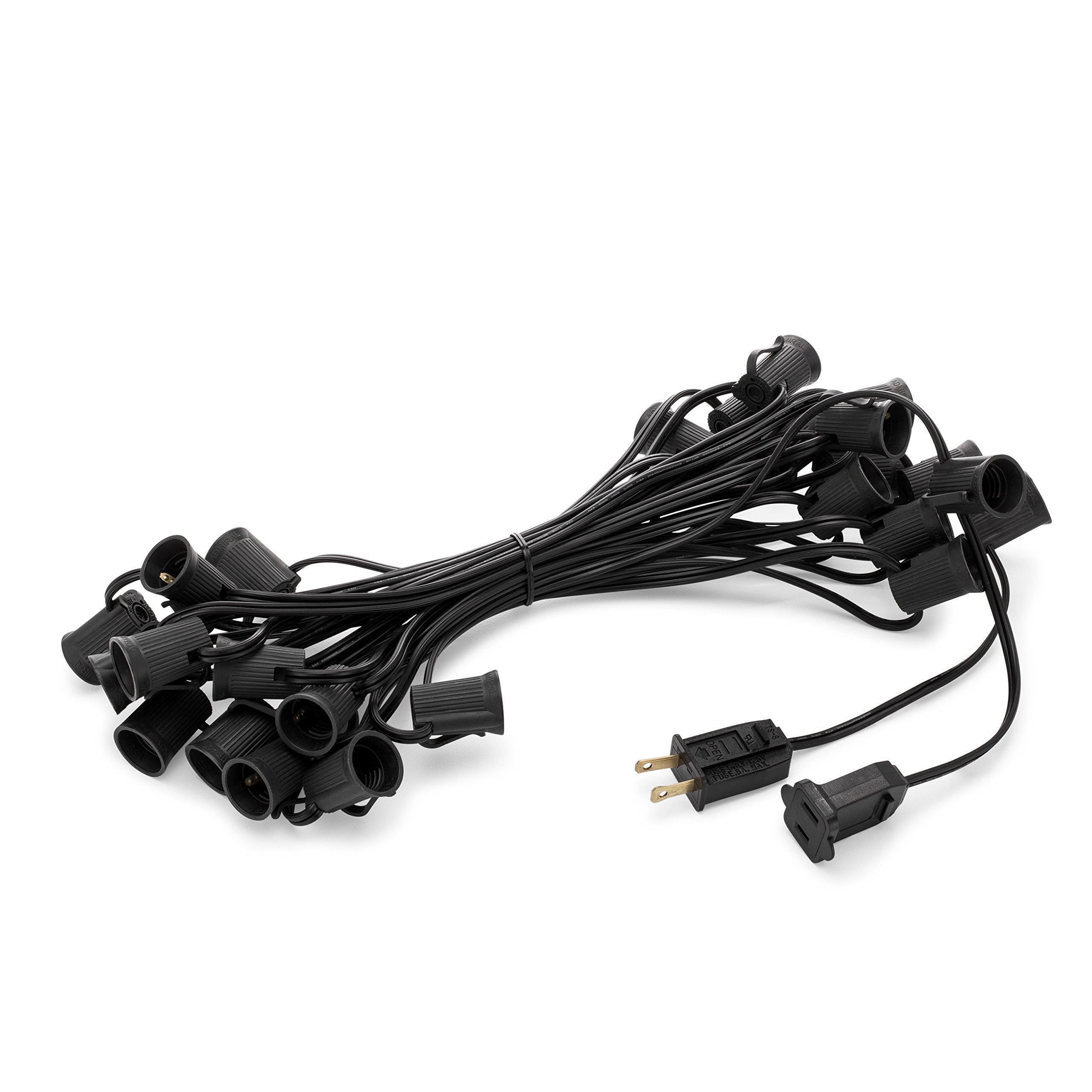Holiday Lighting Outlet C9 Christmas Light String  Patio Event Lighting  Black Cord  12 Socket Spacing  E17 (25)
