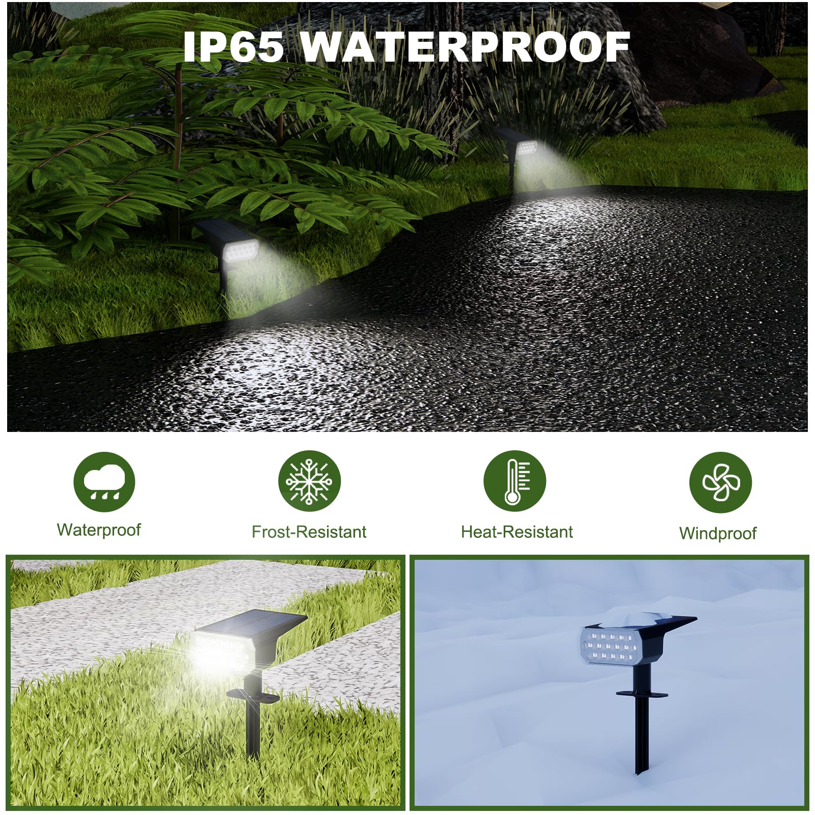 Aidroit Solar Spot Lights Outdoor Waterproof Ip65  3 Lighting Modes Solar Outdoor Lights For Garden Yard Outside Landscape  4 Pack