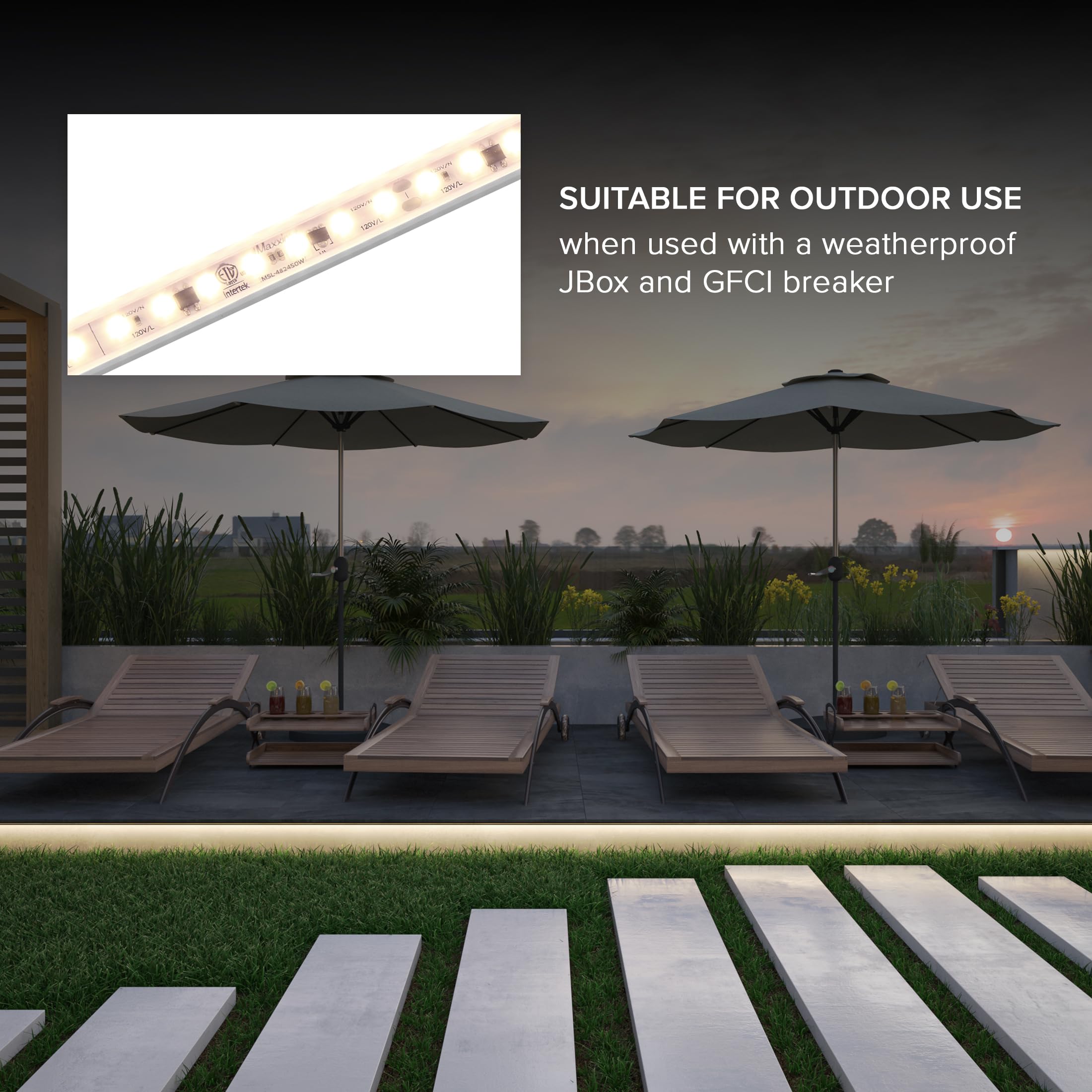 Maxxima 60 In. Hardwired Led Under Cabinet Strip Light, 2300 Lumens, 3000K Warm White, Kitchen And Living Room 120V White Cove L
