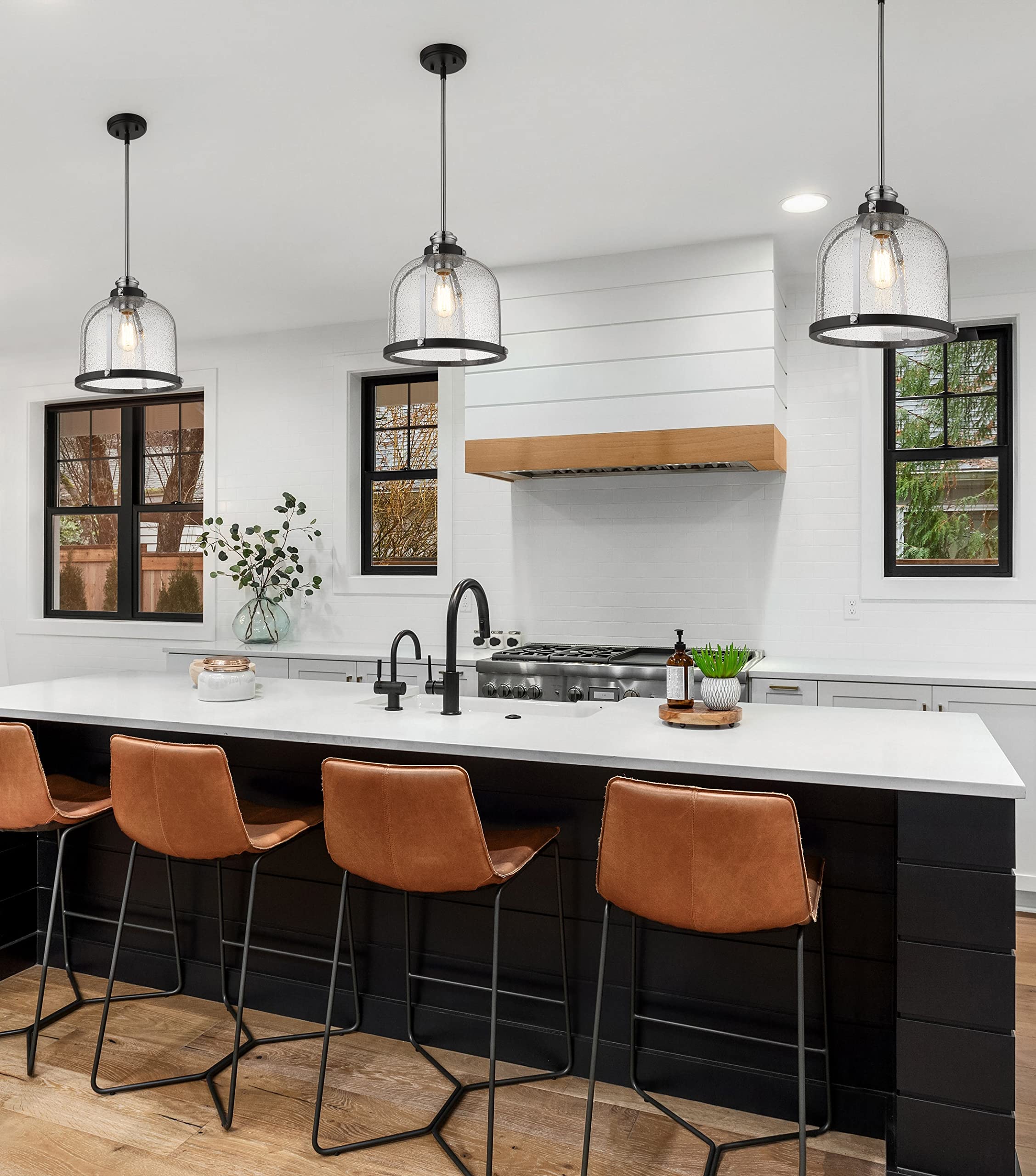Z-Lite 1 Light Pendant Matte Black + Chrome Alloy Steel 13.38x12.13x12.13 Model 337P12MB+CH