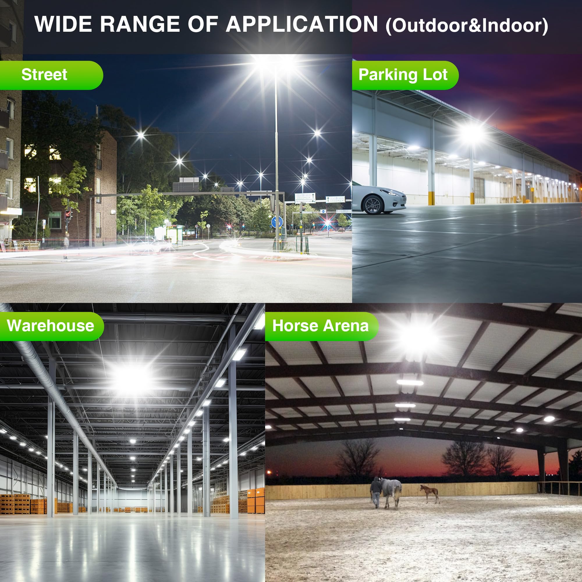 2 Pack Led Flood Lights Outdoor, Stasun 480W 48000Lm 6000K Daylight White Ip66 Waterproof, Commercial Parking Lot Lights, 3 Head