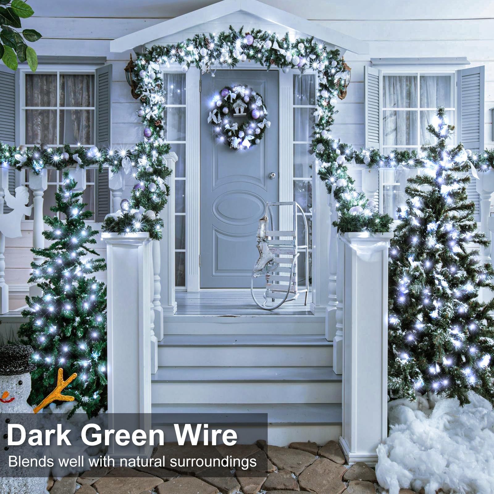 2 Pack Christmas Lights Outdoor, Total 200Ft 600 Led Christmas Tree Lights With 8 Modes Waterproof, Plug In String Twinkle Light