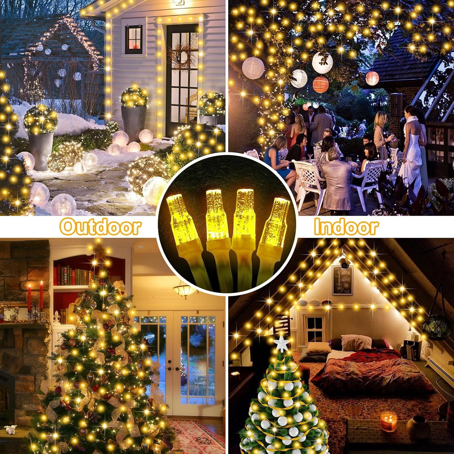 Flvoecn 98Ft 300Led Christmas Lights - Outdoor Decorations With 8 Modes, Memory Timer & Waterproof Plug-In Fairy String Lights F