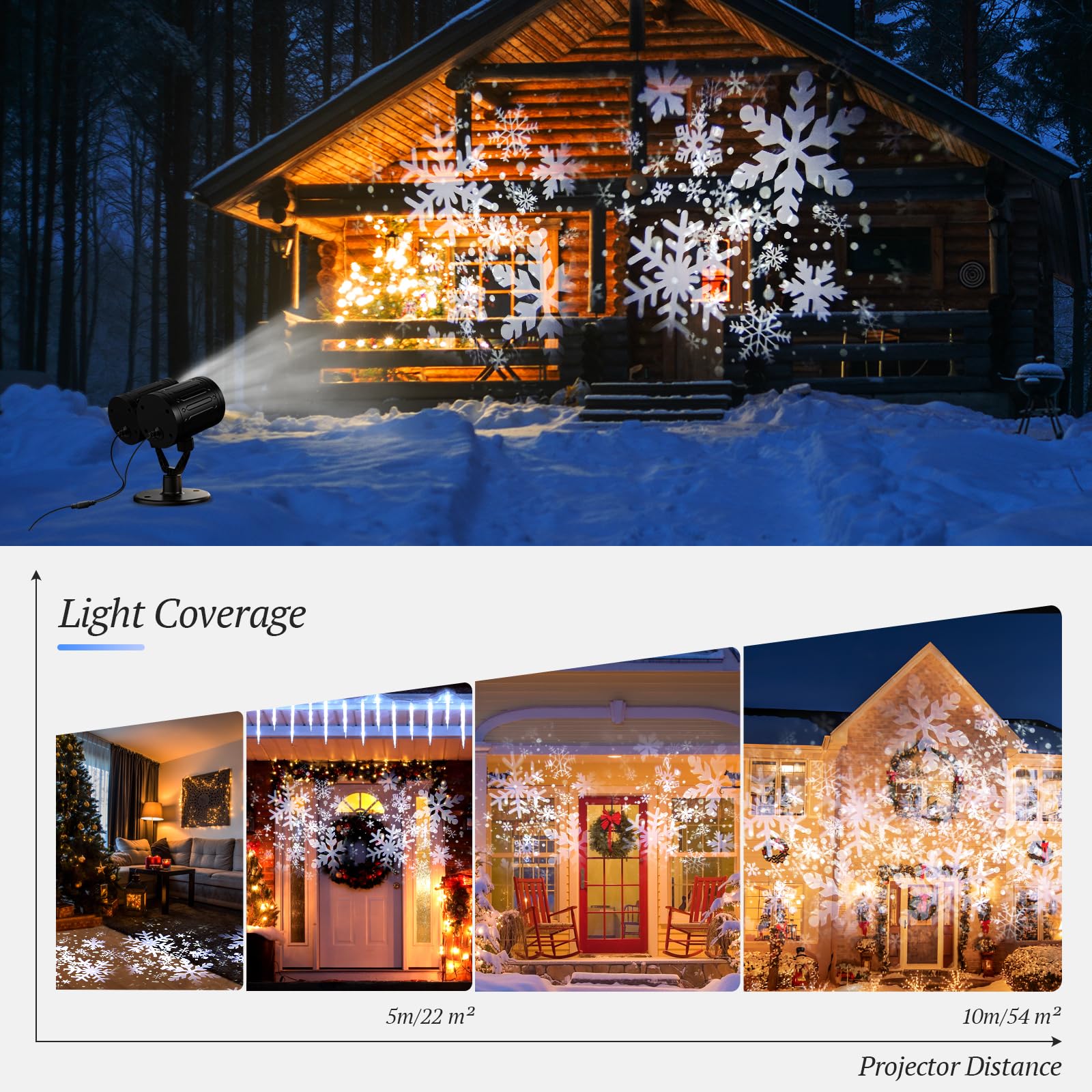 Christmas Projector Lights Outdoor, 2024 Double-Head Rotating Led Snowflakes Projector, Waterproof Christmas Decoration Lights F