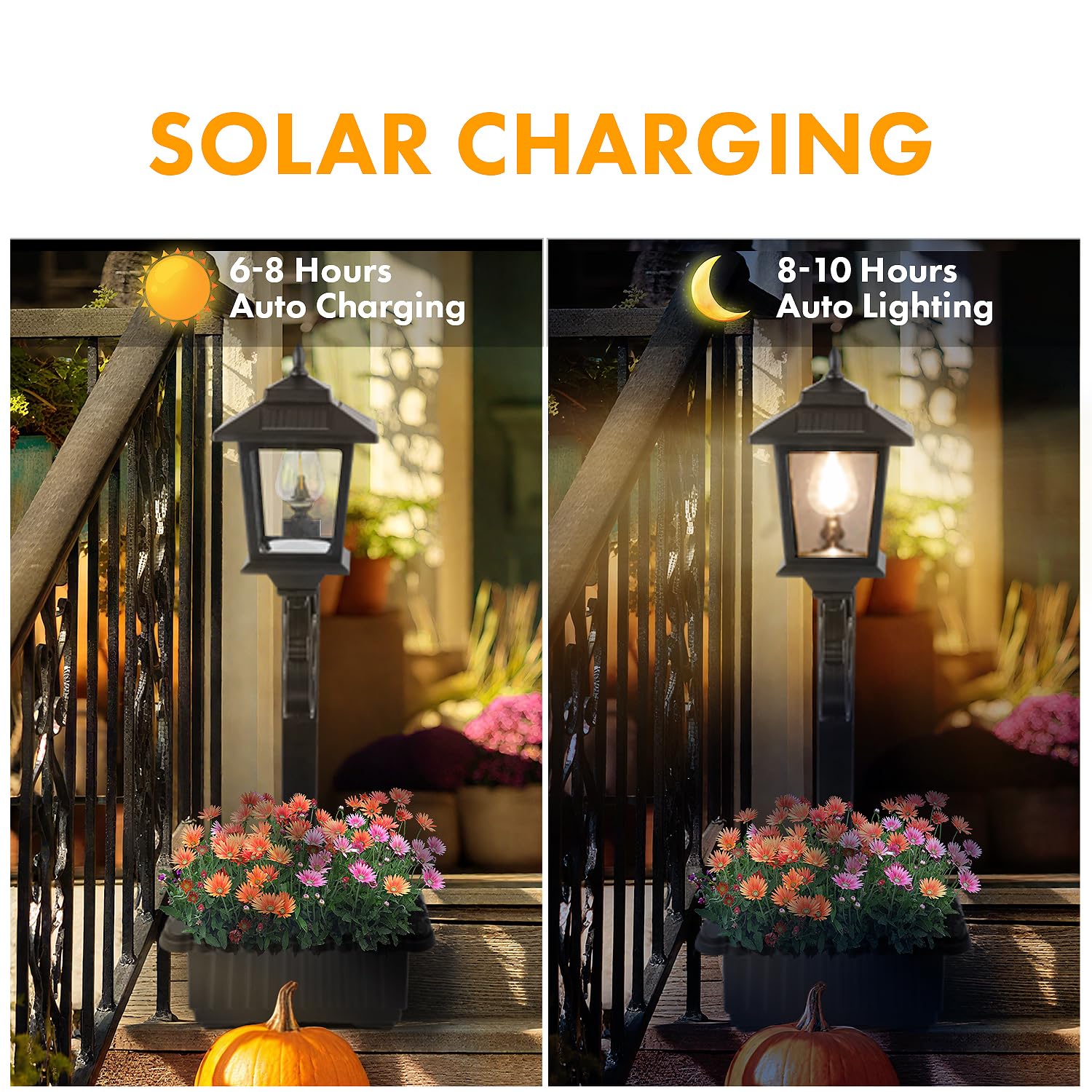 SAKSIAPRO Solar Lamp Post Light with Planter, Waterproof, Wall Mount/Freestanding, Black, Model YL1002