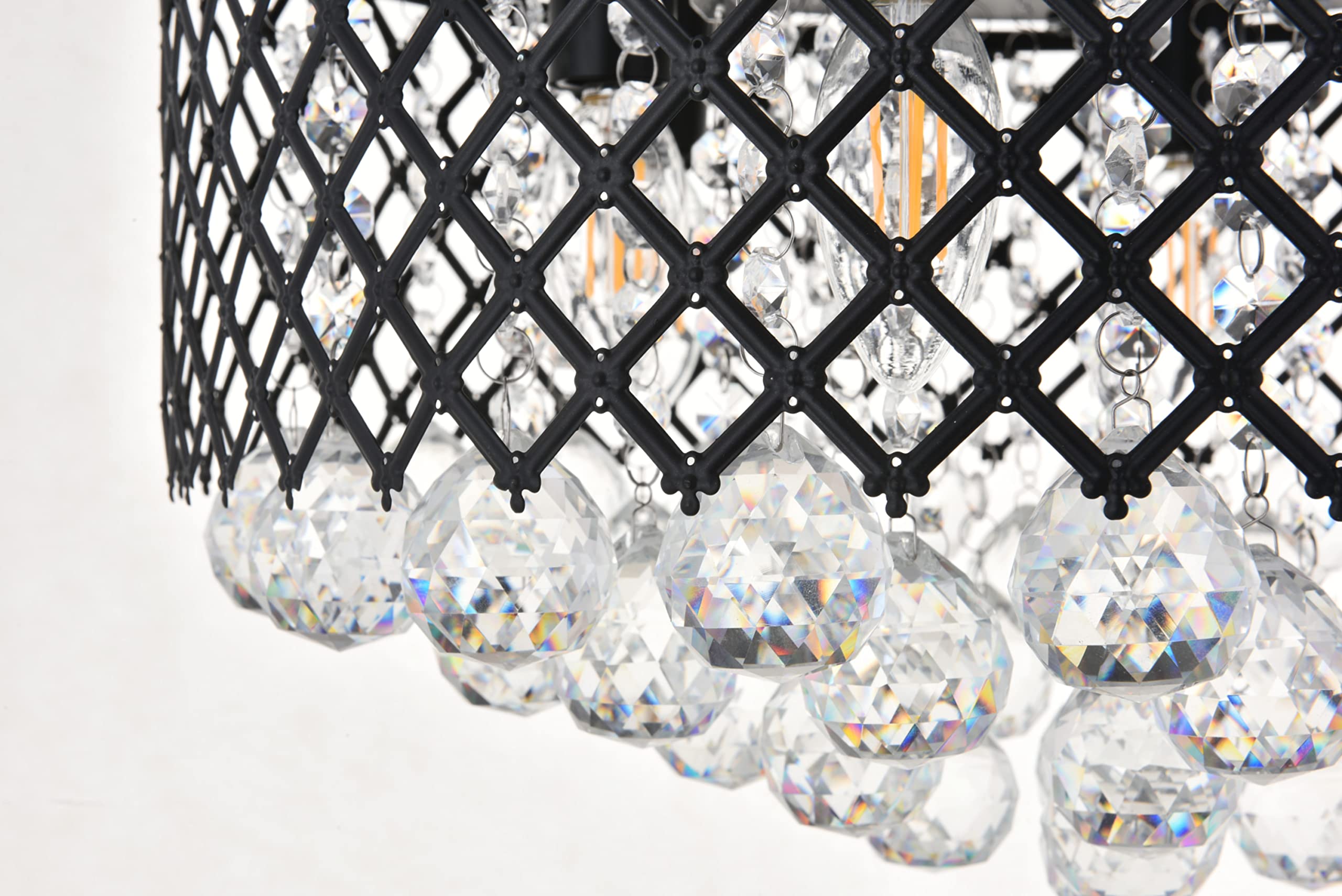 Living District Tully 6-Light Metal & Crystal Flush Mount in Matte Black/Clear