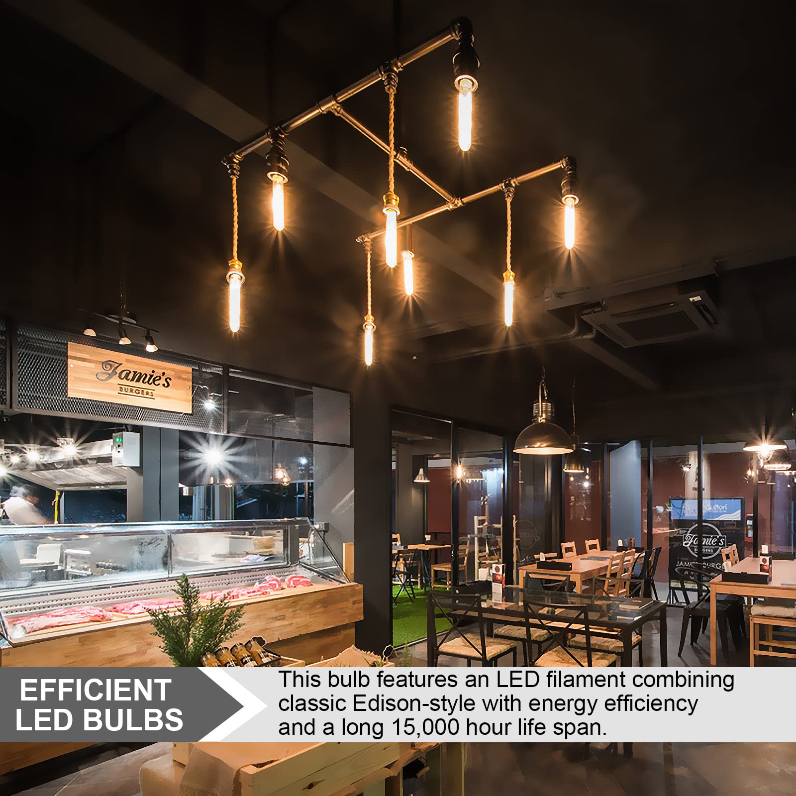 Tianshq Led Tube Bulbs,T10 Tubular Edison Style Led Filament Bulb, 12W Dimmable Antique Led Bulb,E26 Base,Clear Glass,Warm White