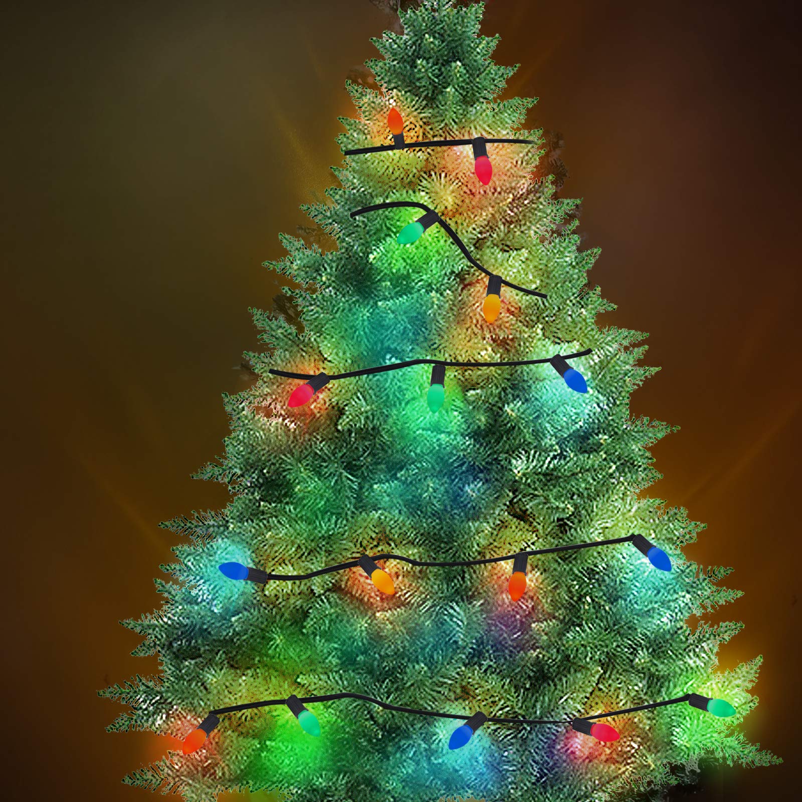 Aiddomm 25 Pack Dimmable Led Christmas Replacement Bulbs, Multi-Colored C7 E12 Candelabra Base