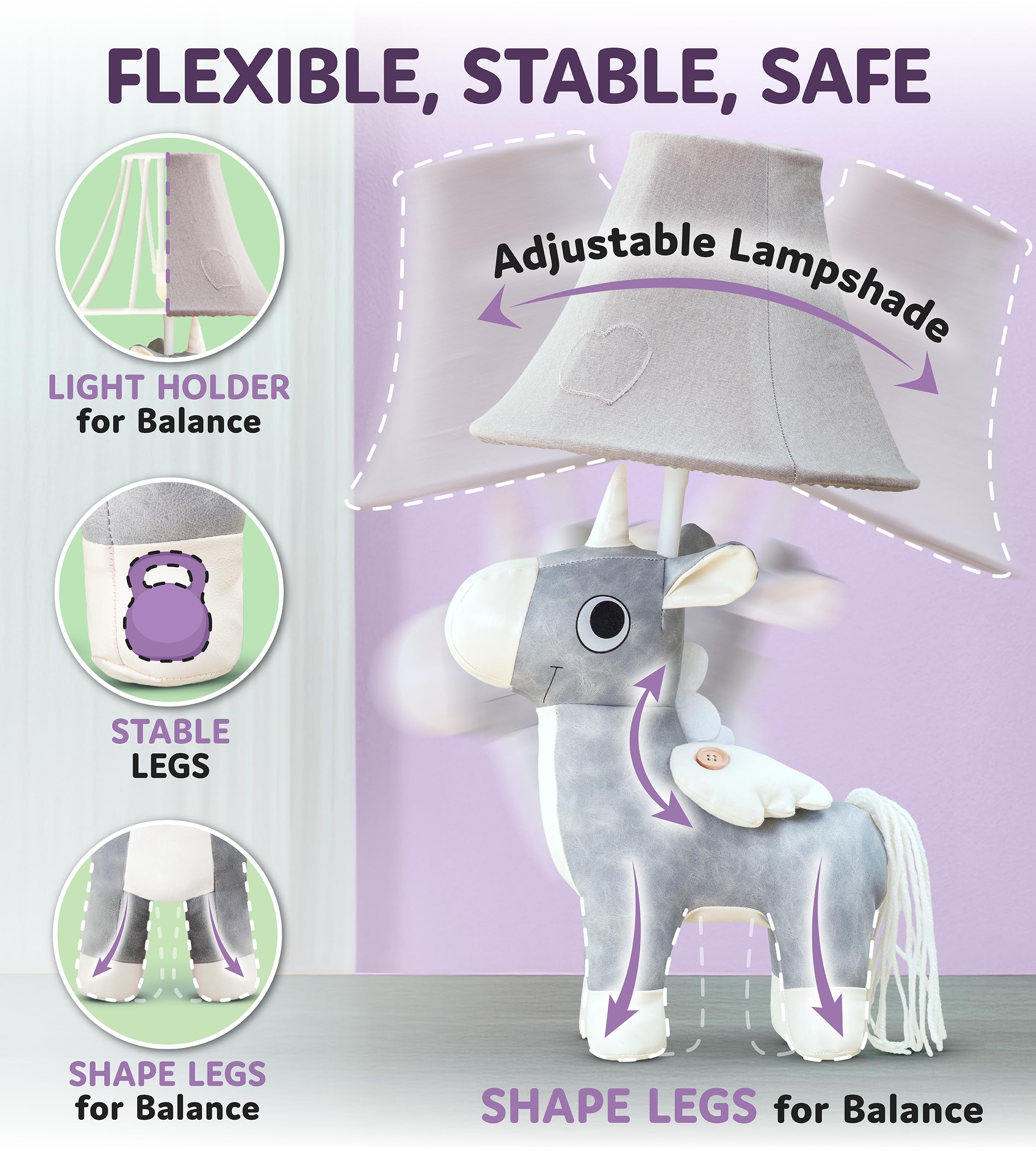 Unicorn Kids Lamp For Girls Bedroom - 19.7  Girls Lamp For Kids Room - Cute Christmas Gifts  Birthday Gifts For All Ages: Toddler Boys  Children  Grandkids 3 4 5 And Up Years Old  Sister  Brother