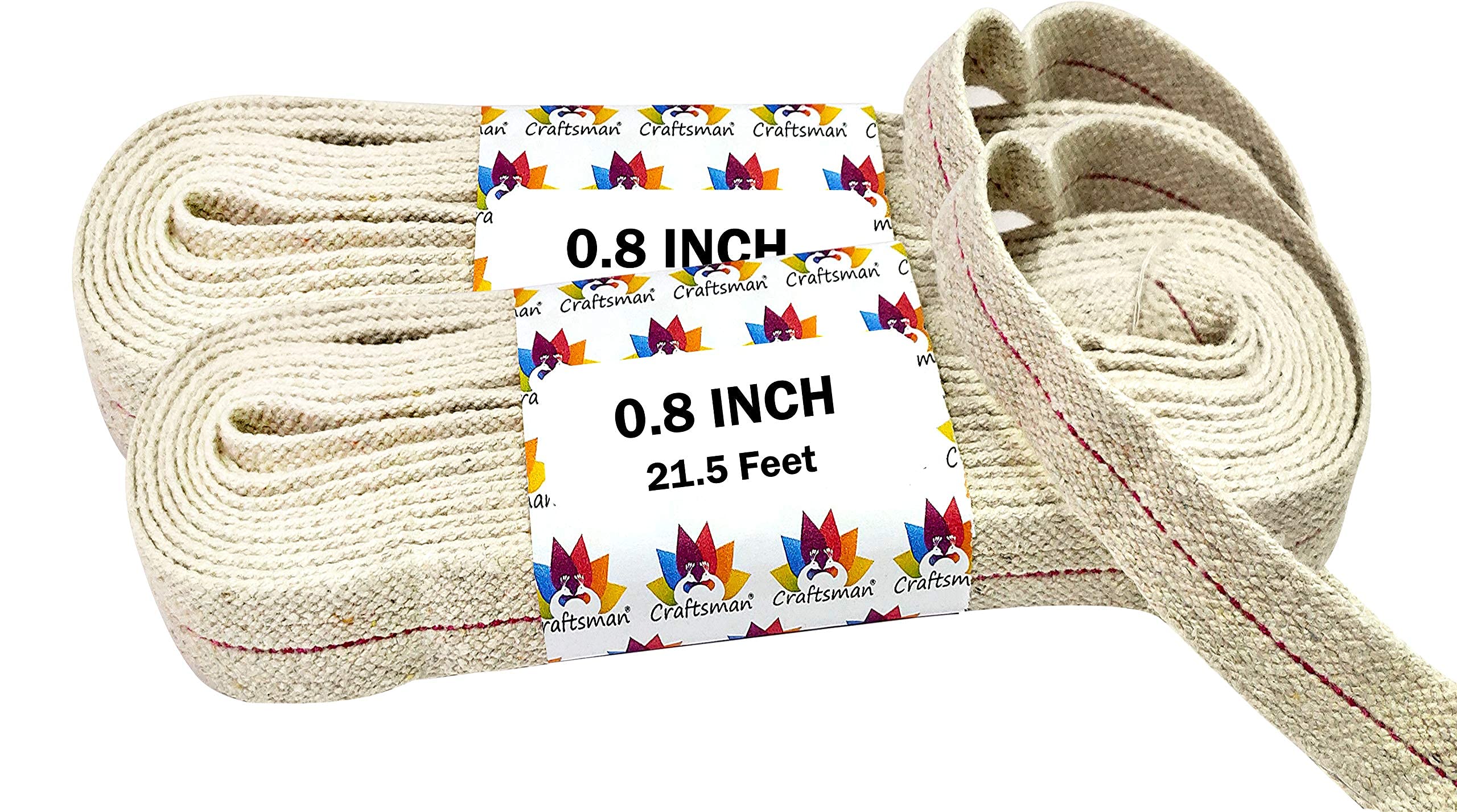 Craftsman 3/4 INCH 43 FT Flat 100% Cotton Wicks for Kerosene Paraffin Based Oil Lamps Lanterns Burner (7/8 INCH (21.5 FEET)-2 RO