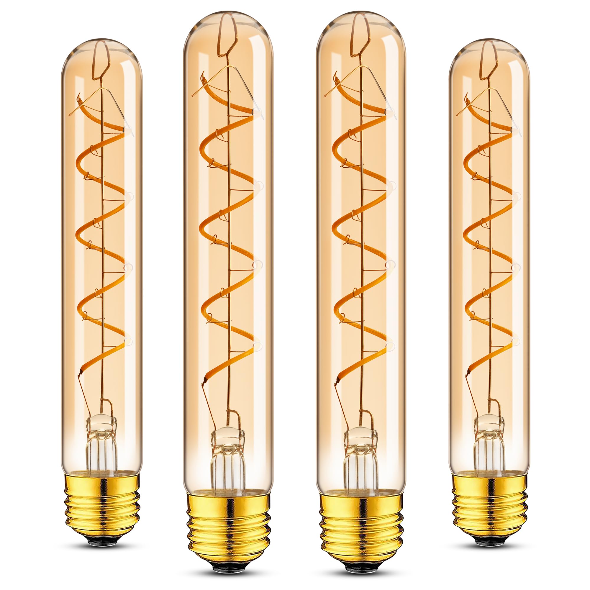 E26 Tubular Led Light Bulbs 40Watt,7.3Inch T10 Tube Long Light Bulb Dimmable,4W Thin Vintage Edison Led Filament Decorative Anti