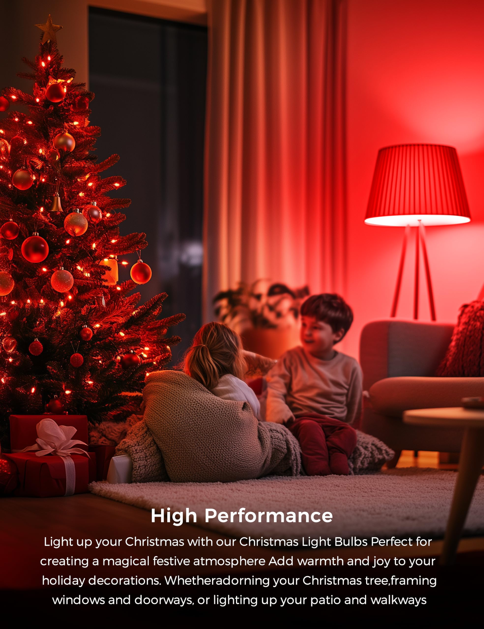 L LOHAS LED A19 Red & Green Light Bulbs, 9W 720LM, E26 Base, 4 Pack for Christmas Decoration