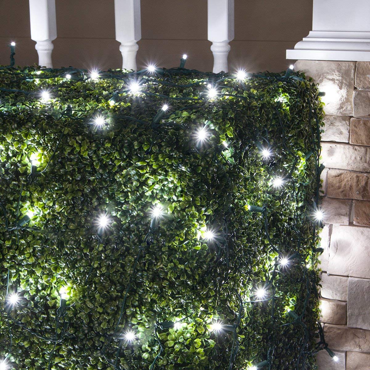 Wintergreen Lighting Set of 100 LED Cool White Net Lights – Christmas Net Lights, Outdoor Christmas Decorations, Green Wire (4 x 6 ft, 5mm Lights, Cool White)