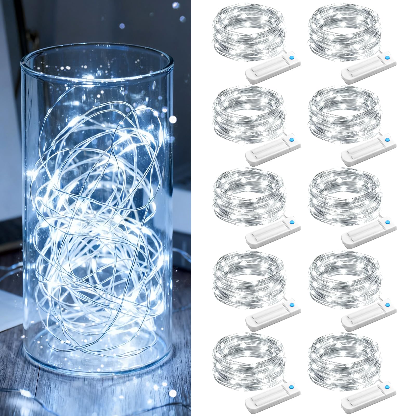 ZNYCYE 10 Pack Fairy Lights Battery Operated