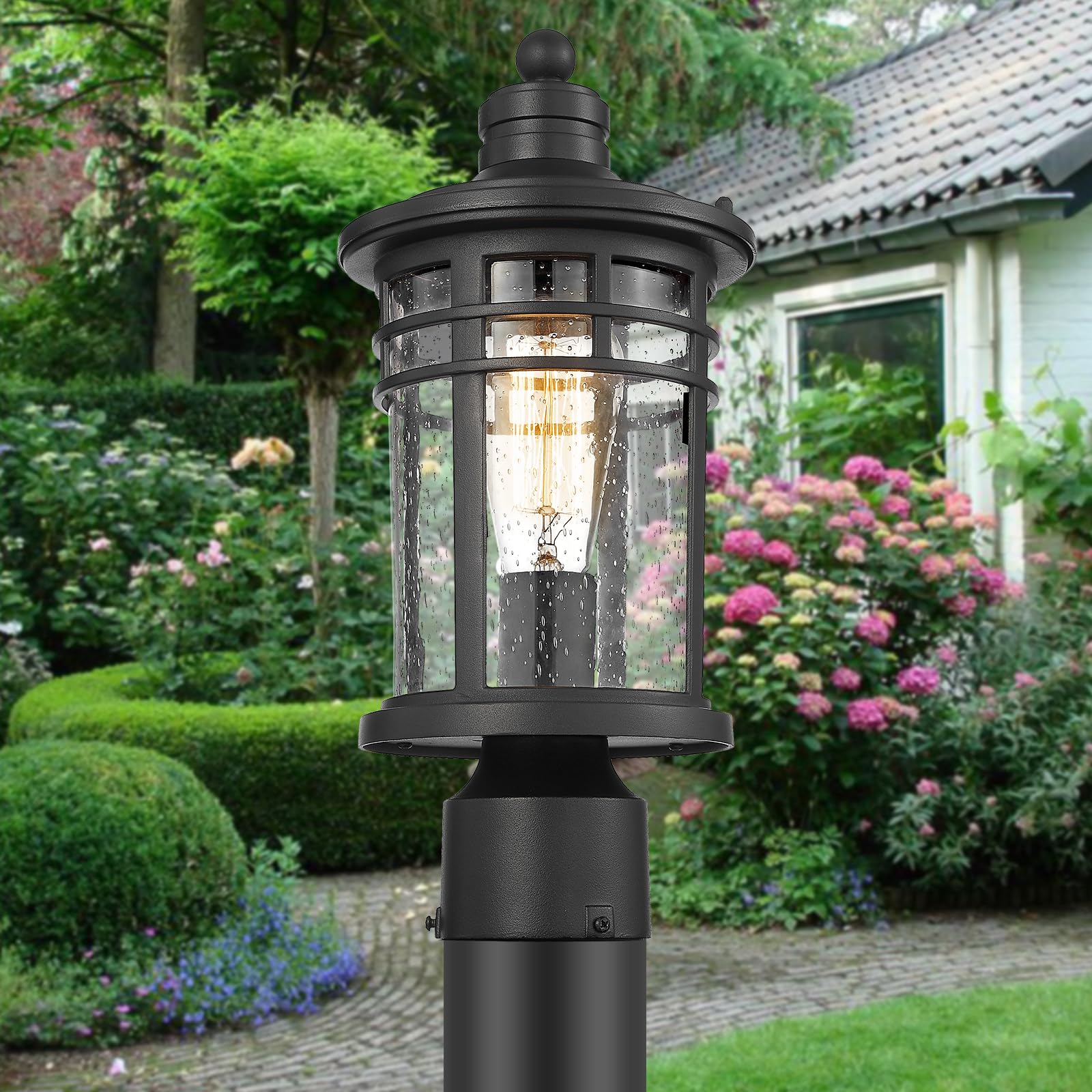 Darkaway Outdoor Post Lights - Waterproof Aluminum Lamp, Medium Size, Black, Model 6X20P BK, Ideal for Patio & Yard Lighting