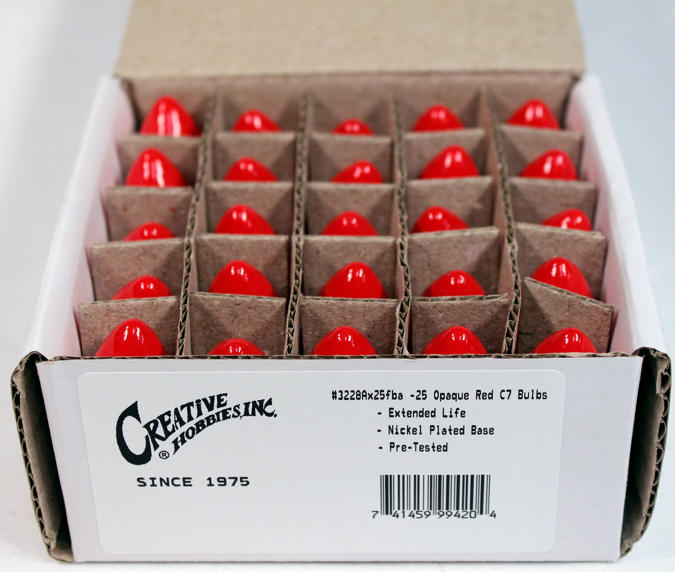 Creative Hobbies® C7 Light Bulbs, 7W Incandescent, Ceramic Opaque Red, 25 Count, Model 3228A