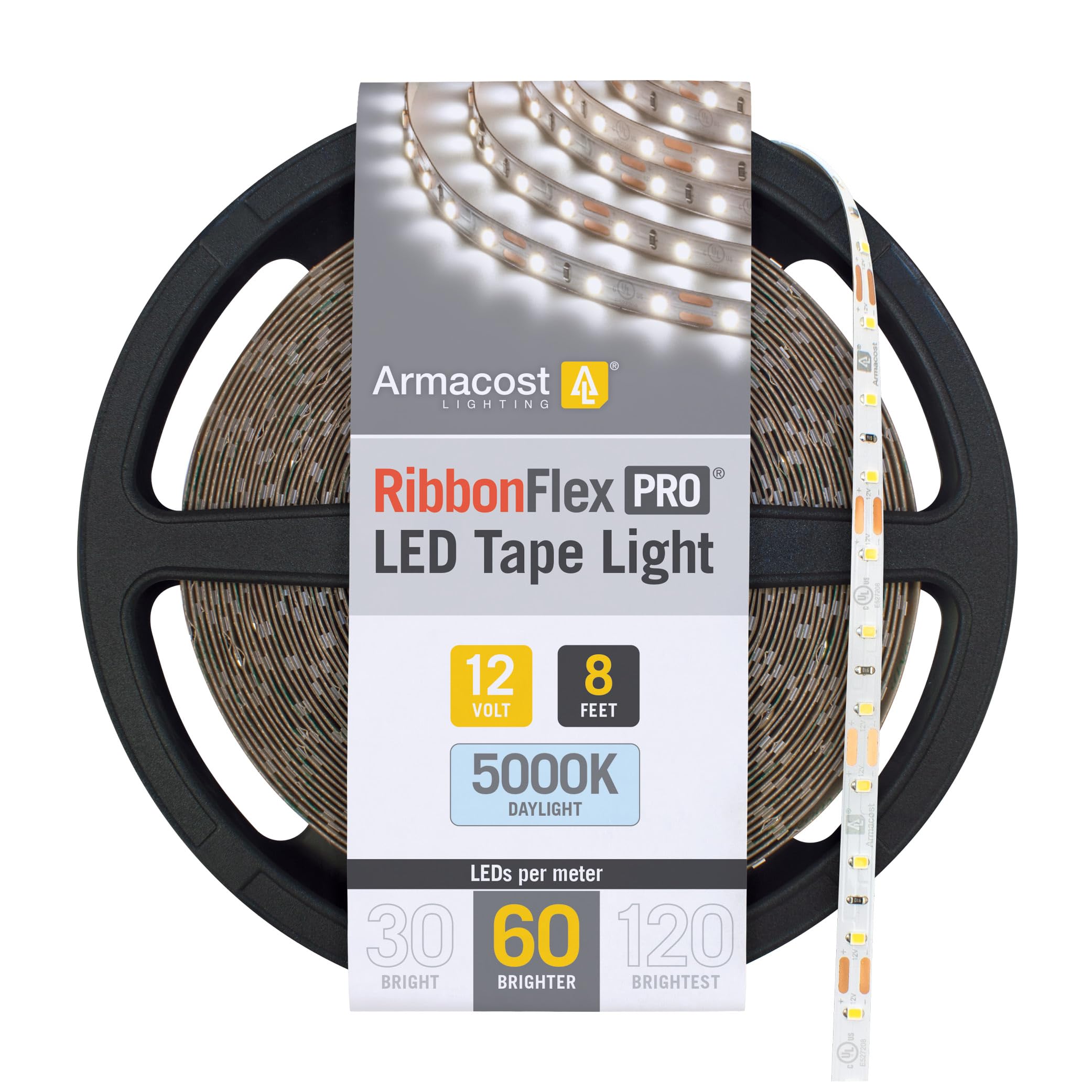 Armacost Lighting RibbonFlex Pro 12-Volt 8.2 ft. LED White Strip Light 60 LEDs/m Daylight (5000K) (162210)