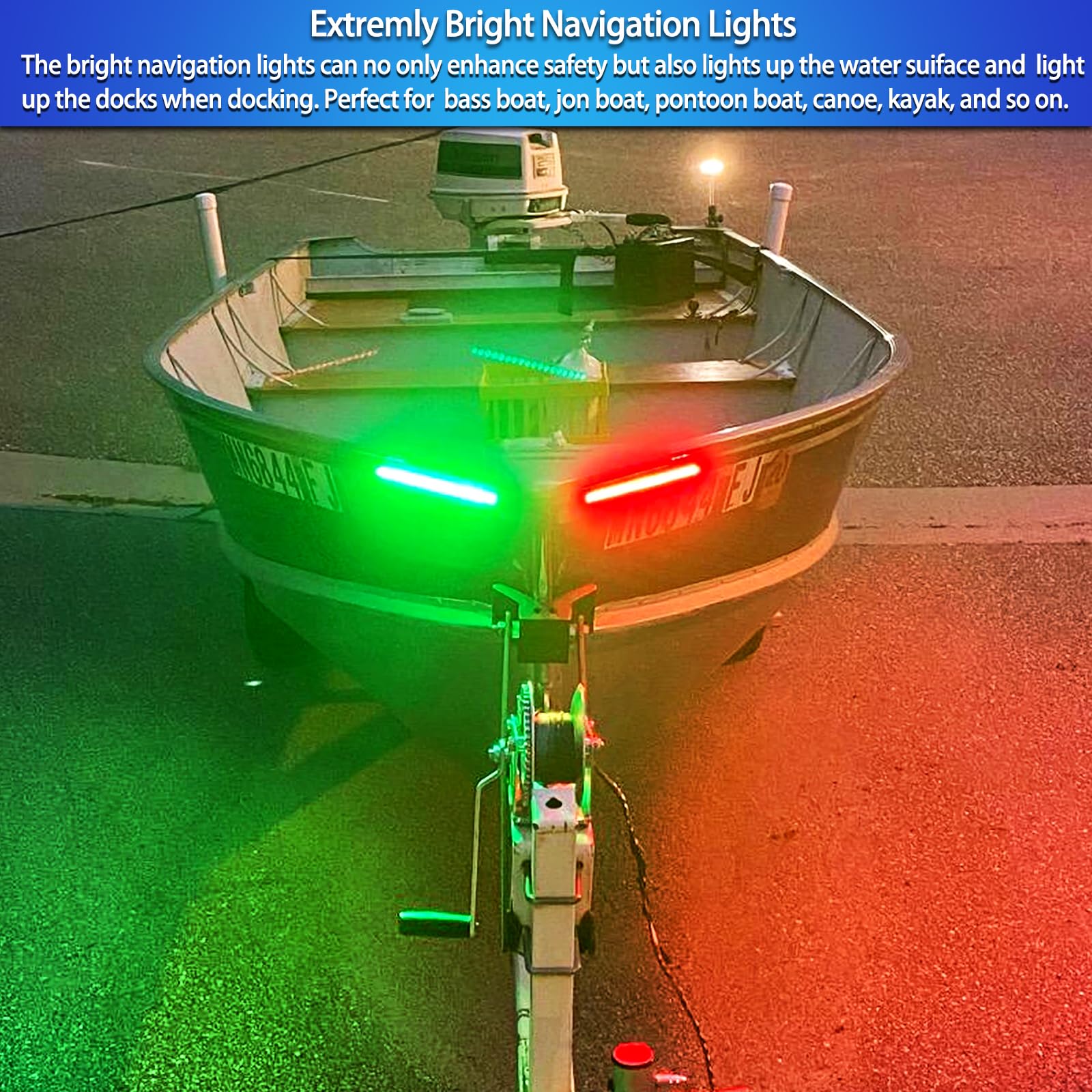 Seaperk LED Navigation Lights for Boats, Red & Green Bow Lights, ABS with Silicone Seal, Sea-Navigation Lights-RG