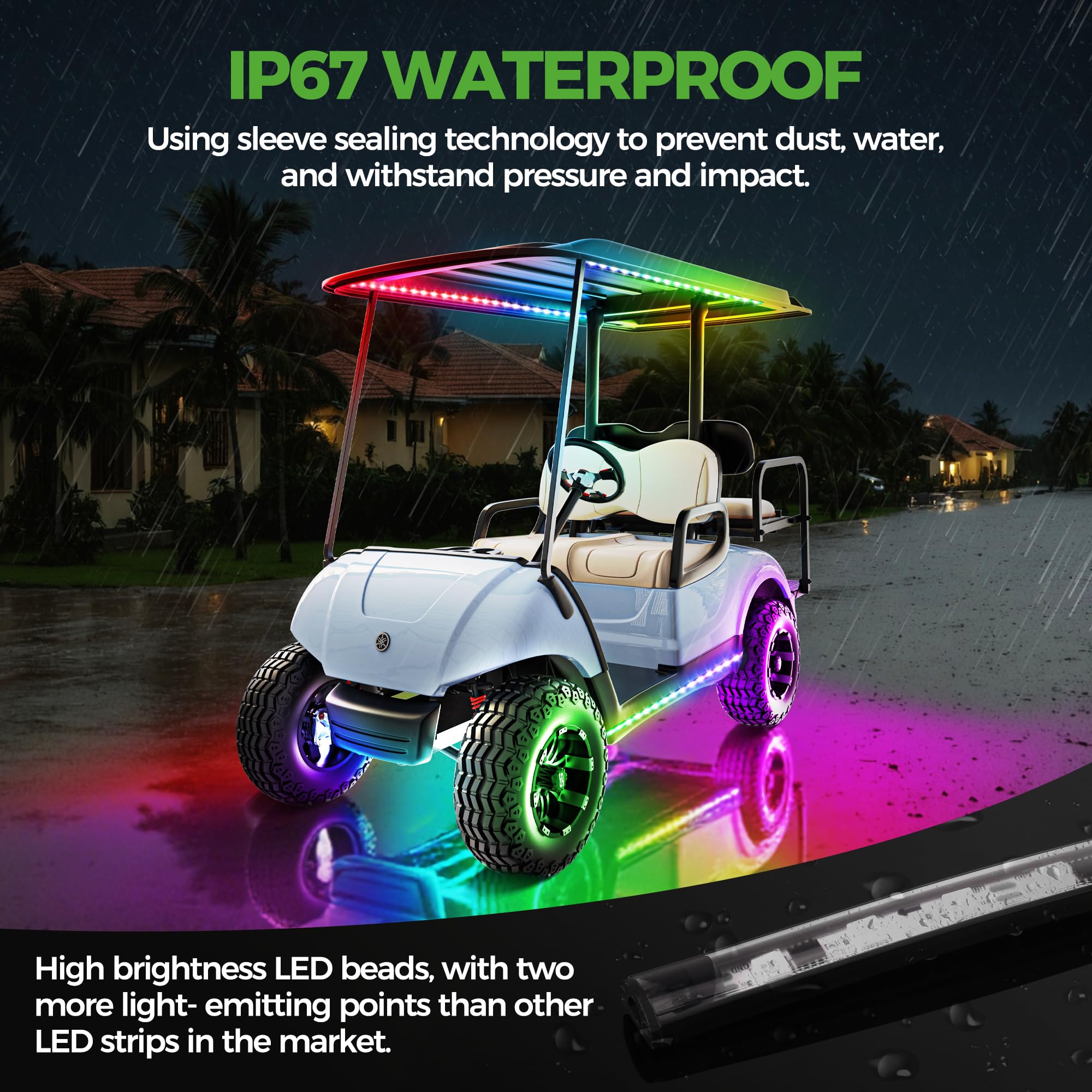 10L0L Golf Cart Led Light Strip Kit - 6Pcs Underglow, 24 Modes, Wireless Remote, Water Resistant, Includes Canopy Lights