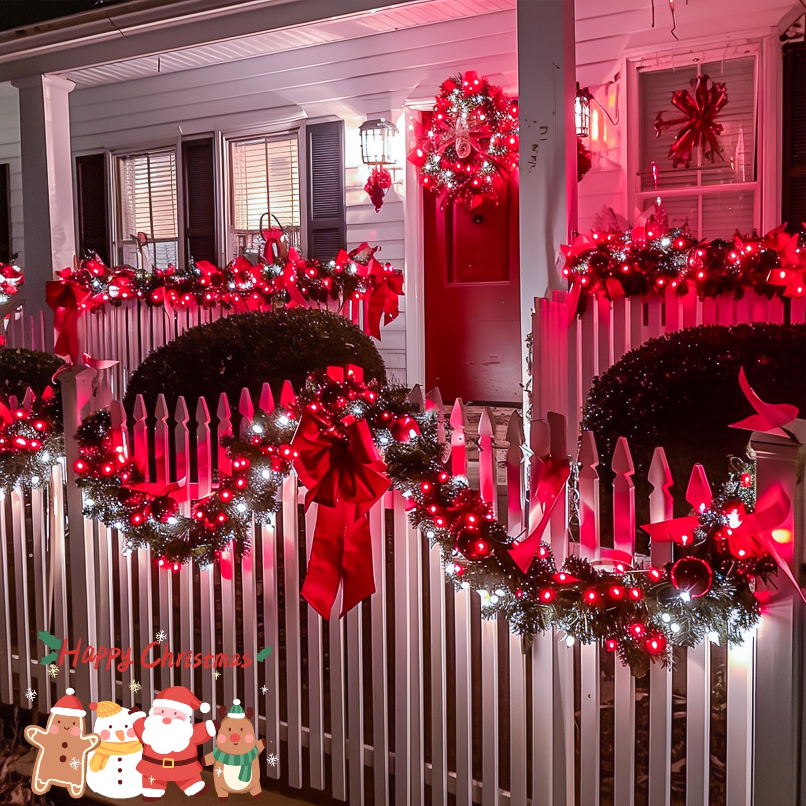 Jmexsuss 500 Led Red And White Christmas Lights, 8 Modes 163Ft String Lights Plug In With Remote Control, Clear Wire Christmas S