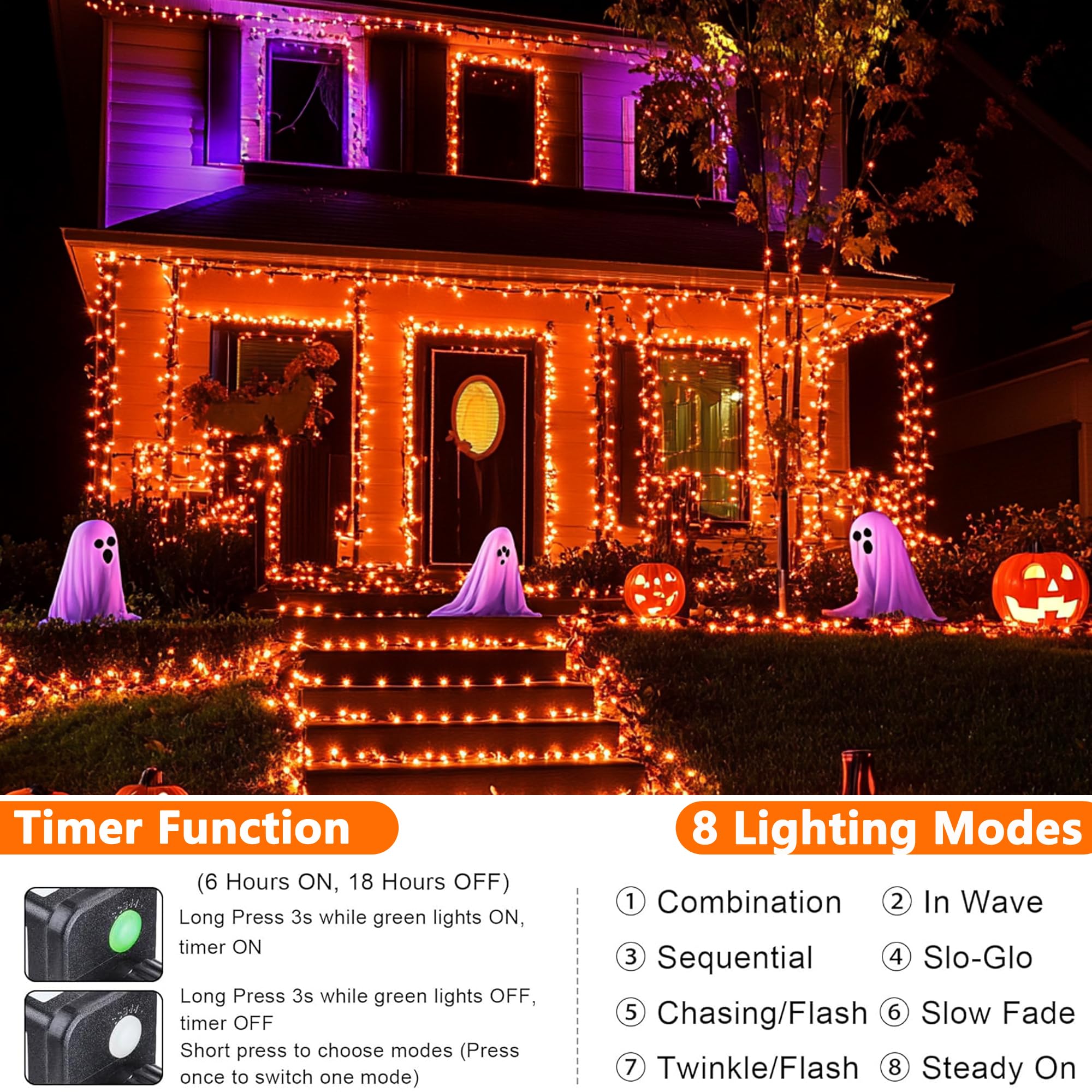 Joomer Christmas Lights 100FT 300 LED String Lights with 8 Modes Timer Connectable Waterproof Plug-In Fairy Lights for Home, Gar