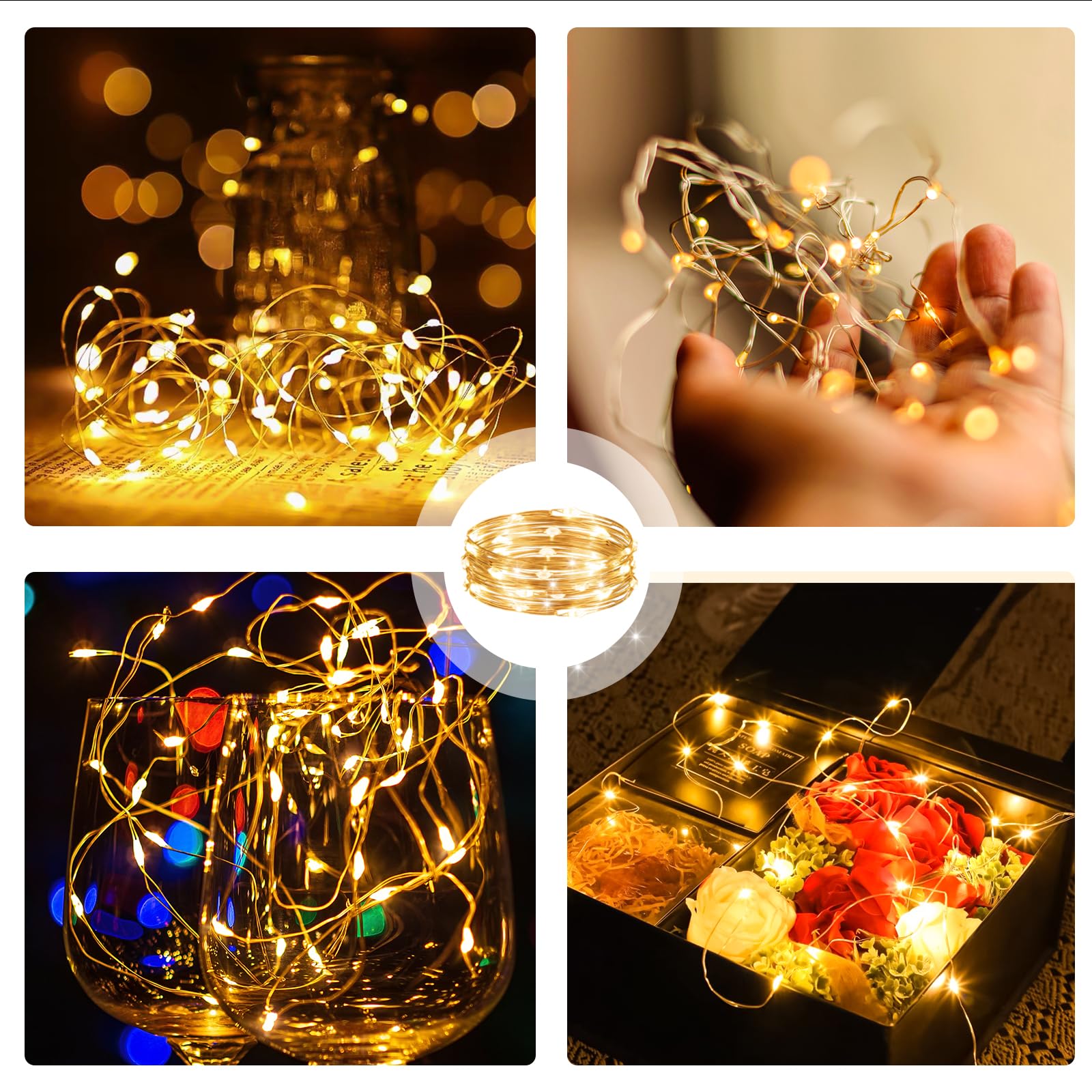 Sinamer 6Pcs Fairy Lights Battery Powered With Remote, 7Ft 20Leds Warm White Twinkle Mini Lights With Timer, Waterproof Small Silver Wire Firefly Starry For Diy Wedding Party Christmas