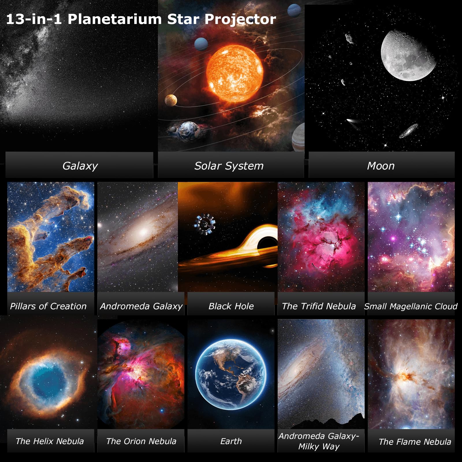 Galaxy Projector, 13 In 1 Home Planetarium Galaxy Projector For Bedroom, Star Projector Galaxy Light With Timer, Adjustable Focu