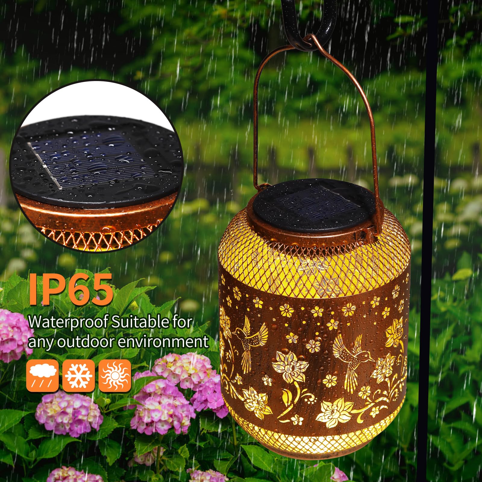 Aitenisen Hummingbird Solar Lanterns - Waterproof Metal Garden Decor For Yard & Patio