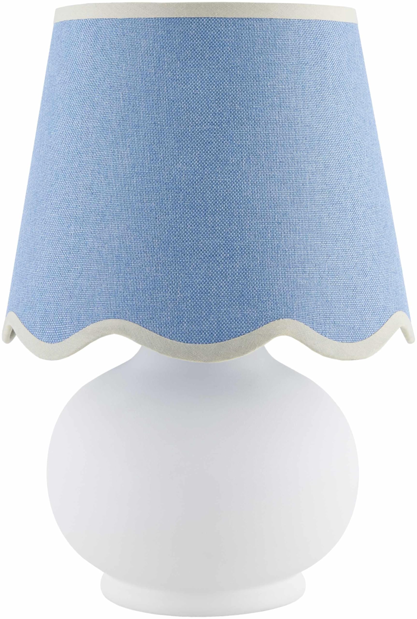 Boutiquerugs Theisseil Boho Ceramic Bedside Table Lamp For Bedroom Nightstand And Living Room - Shade Cotton - White, Cream, Blu