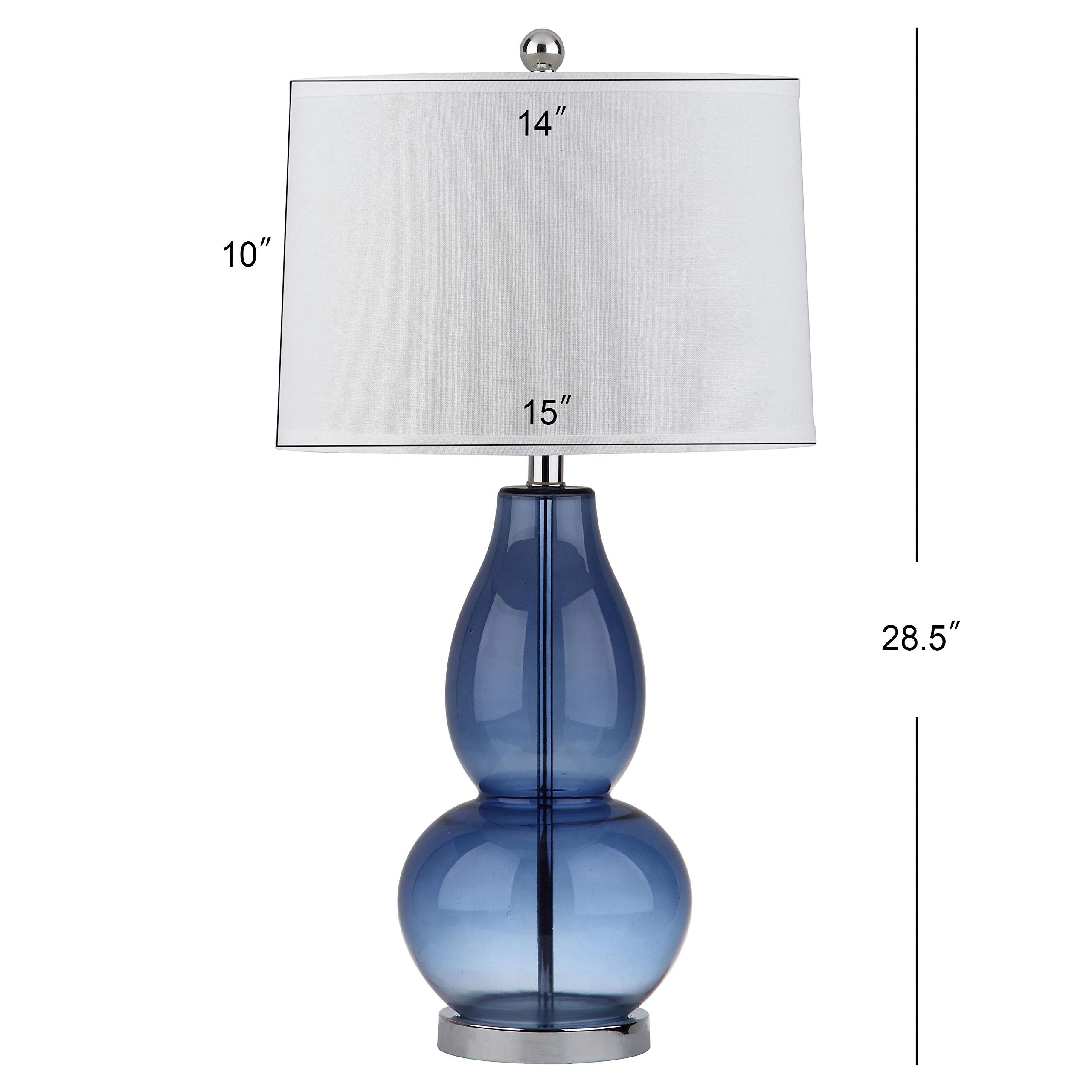 Safavieh Blue Glass Double Gourd Table Lamp Set of 2, 29 Inch, Model LIT4155C-SET2, LED Bulbs Included