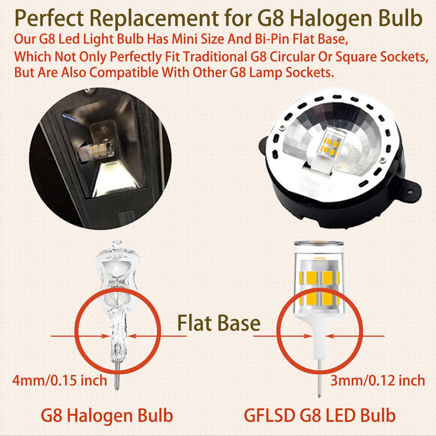 G8 Led Bulb,T4 3W Replacement For 20-25W Halogen Bulb,Warm White 3000K,Gy8.6 Jcd Type Bi-Pin Base,120V,Puck Light Bulb,For Ge Mi