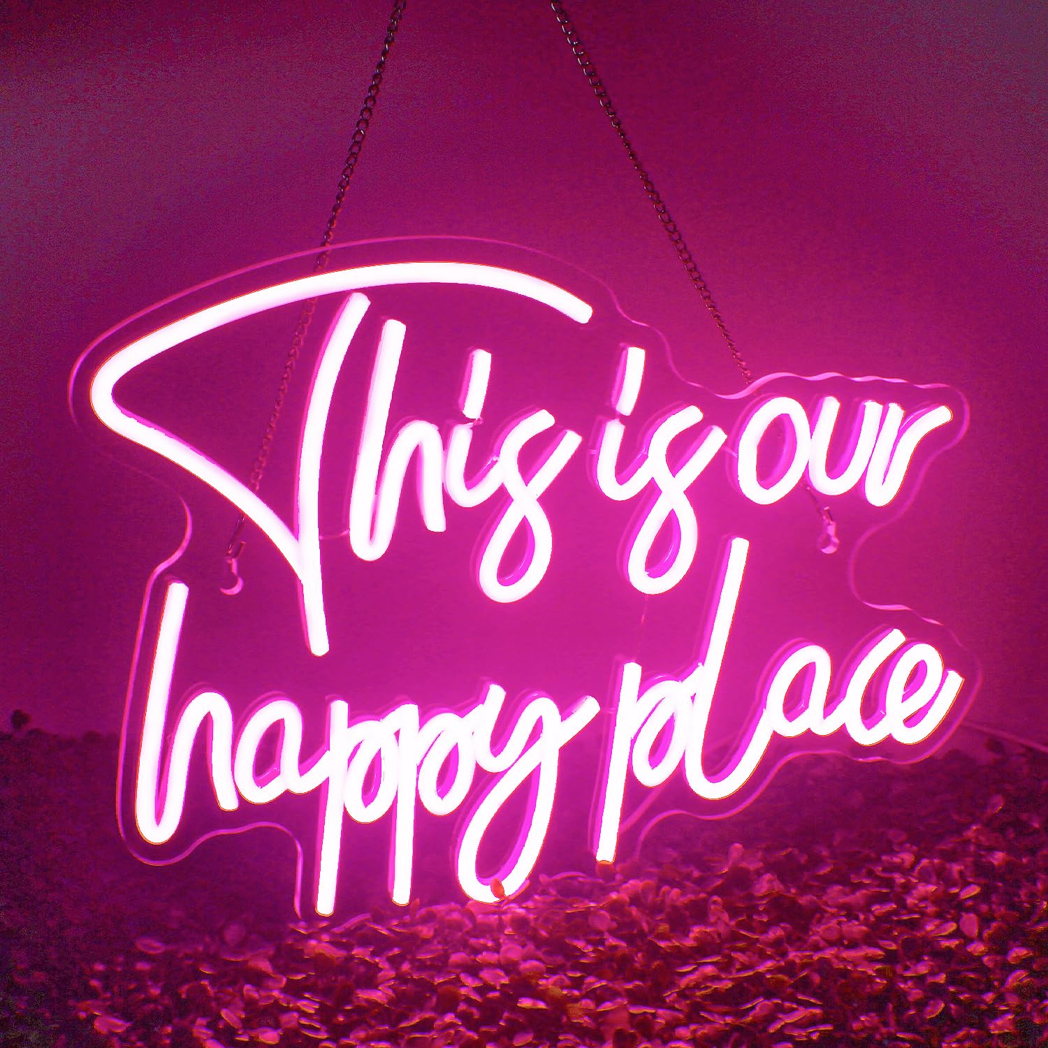 NOSUN Neon Sign - Pink Acrylic Wall Decor - Dimmable LED Light for Bedroom, Bar, Party - 16.5x11.8 Inch