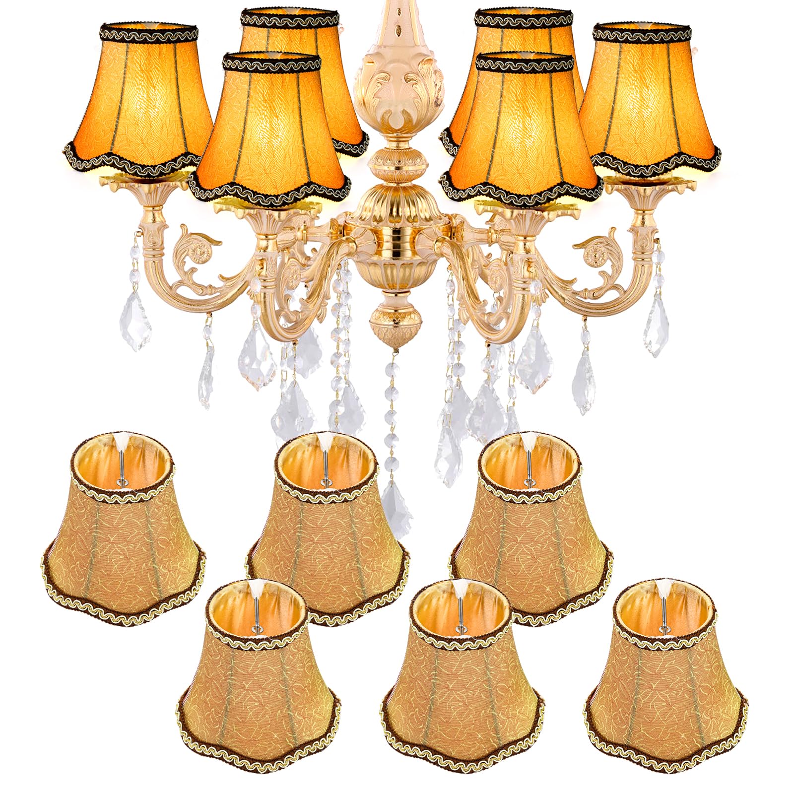 Hedume 6 Pack European Lamp Shade  Modern Clip On Droplight Wall Lamp  Chandelier Clip on Fabric Drum Lamp Shade for Table Candle Wall Light Replacement