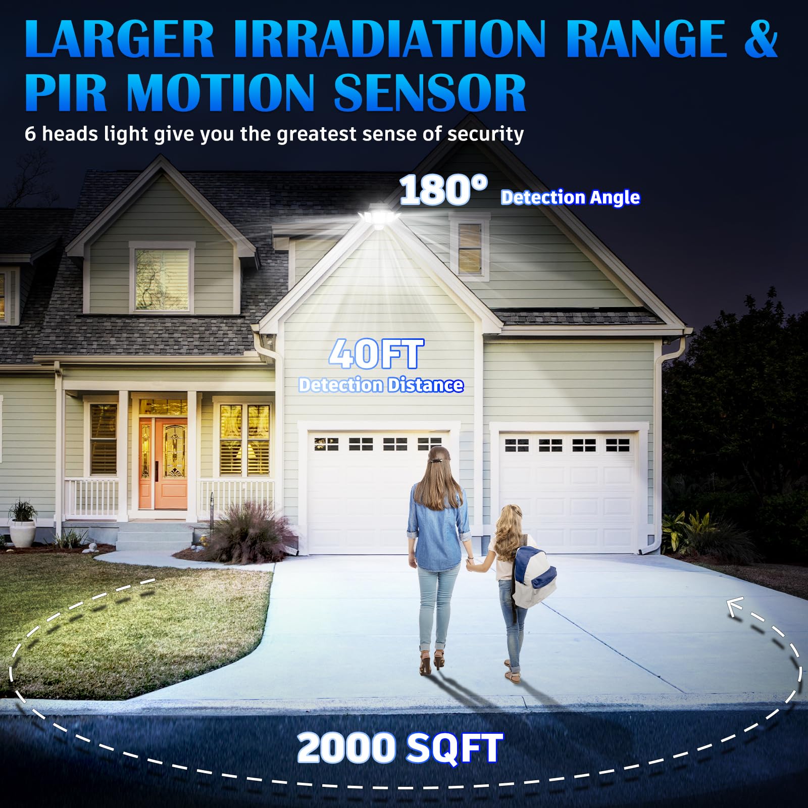 Vensstnor 496Led Solar Motion Sensor Flood Lights, 3500Lm, 3 Modes, 6 Heads, Ip65