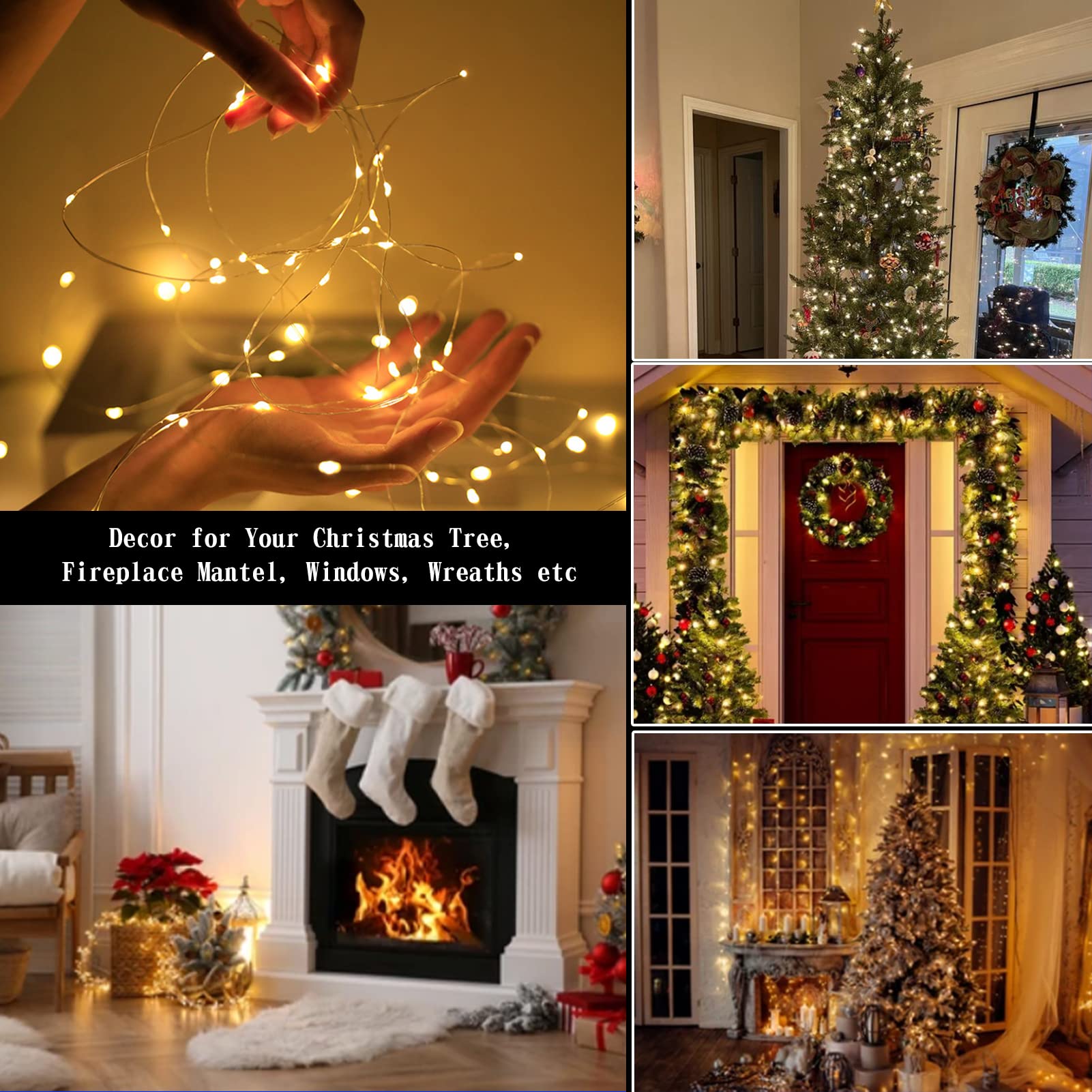MAY CLAFFY 33ft Fairy Lights 2 Pack, Warm White 100 LED Twinkle String Lights for Indoor Decor, USB Powered, 8 Modes
