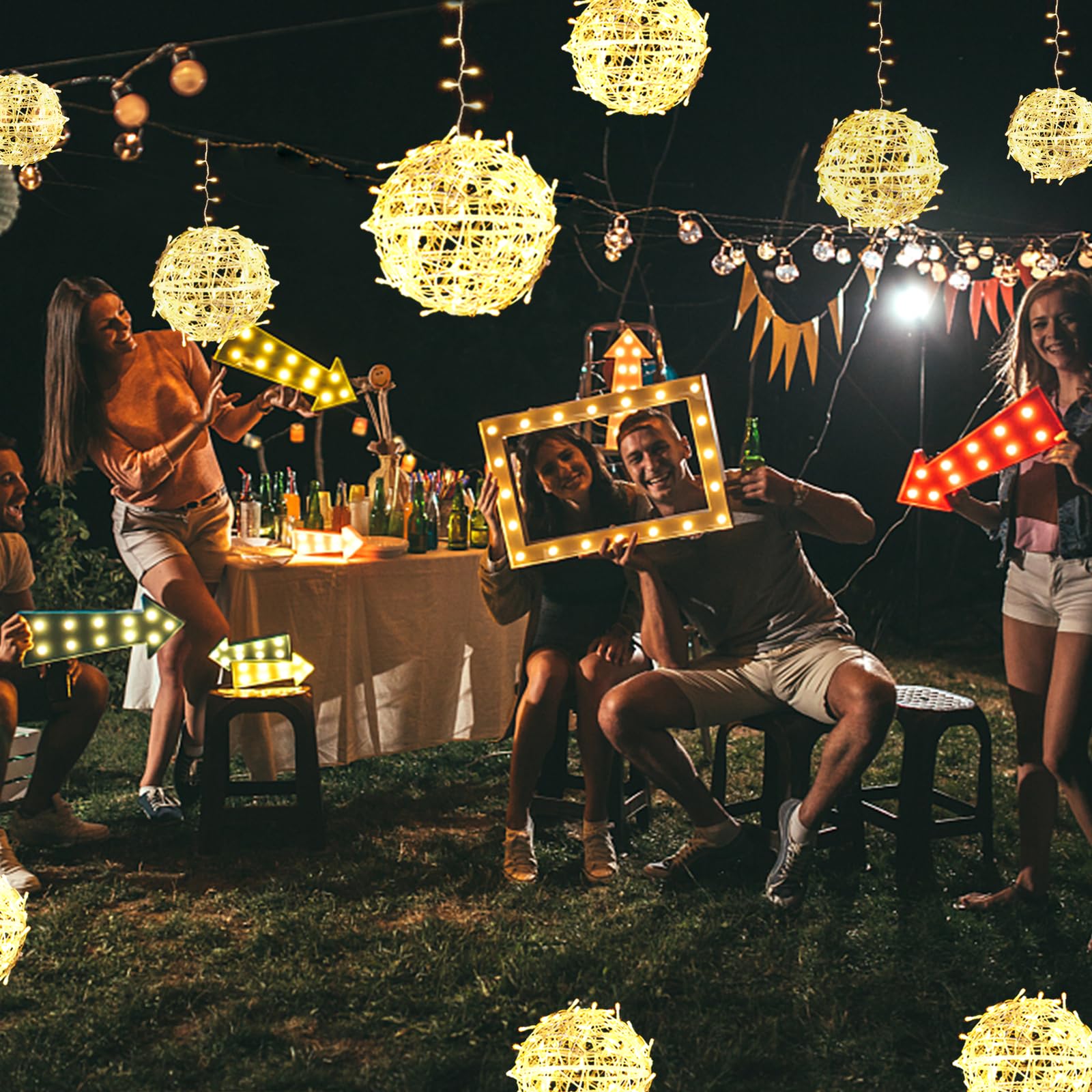 Outdoor Balls Lights Hanging Tree Garden Lights 4 Pack 7.87'' Sphere Lights With Plug In Globe Lights Trees Garden Lights For Pa