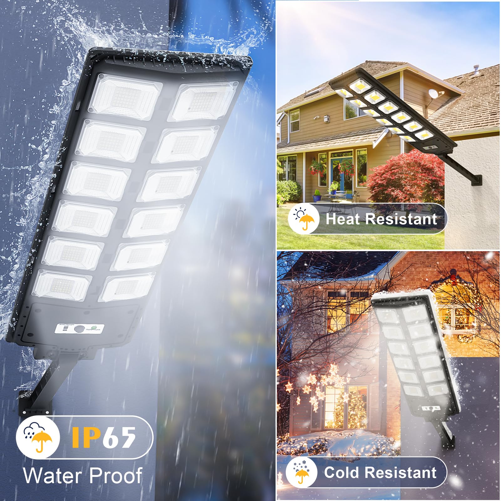 Werchtay Solar Street Lights Outdoor Waterproof, 6500K 10000Lm Solar Street Light, 504Leds Solar Parking Lot Lights Solar Powered Street Light Dusk To Dawn, Solar Flood Light For Yard, Deck, Garden