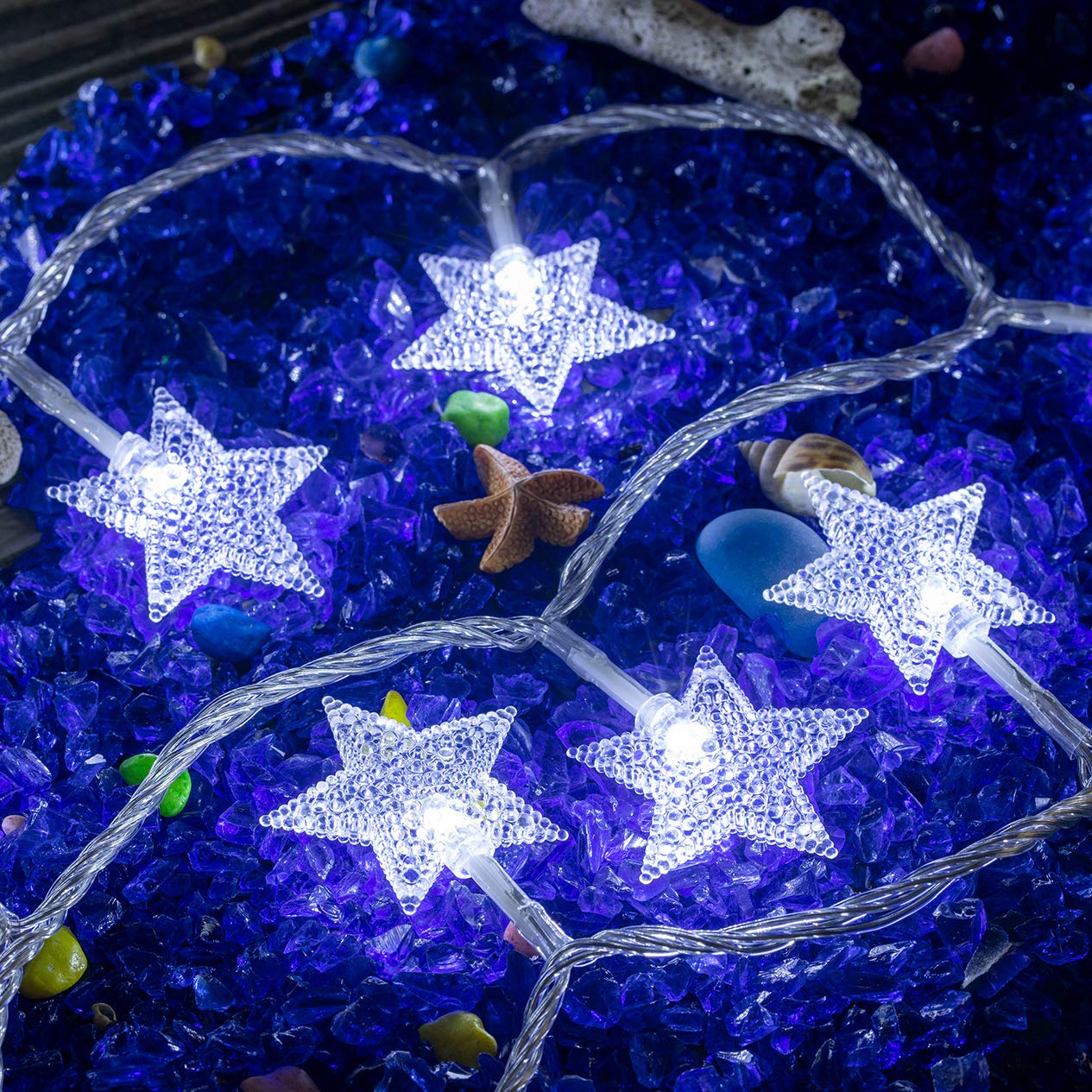 Awq 100 Led 49 Ft Star String Lights Plug In Fairy Twinkle String Lights 8 Modes Extendable For Indoor Outdoor Wedding Birthday Christmas Tree Garden Decor (White)