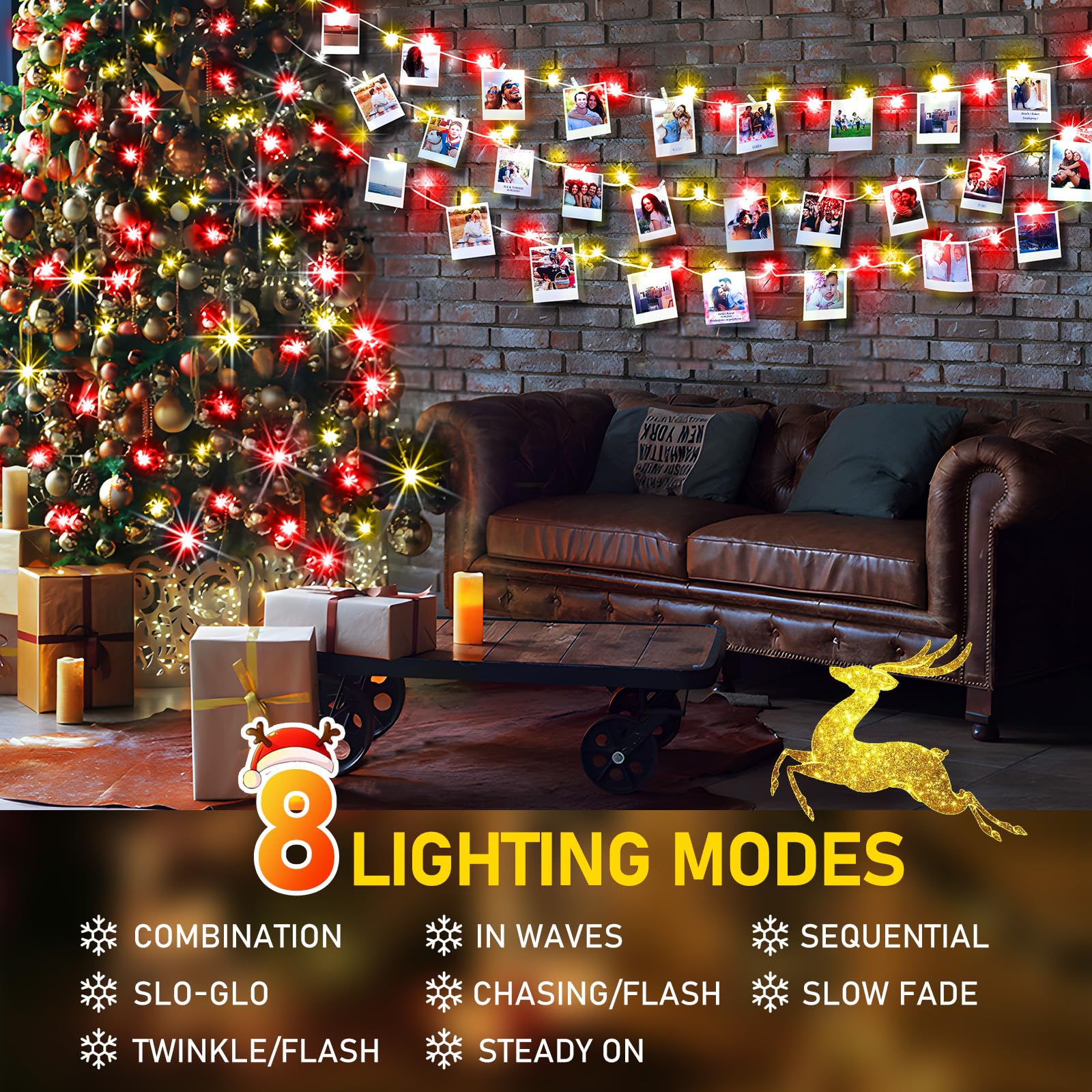 Knonew 403Ft 1000 Led String Lights Outdoor Christmas Lights 8 Modes & Timer Fairy Light Plug In Waterproof Led String Lights For Xmas Yard Tree Wedding Decorations (Red And Warm White)