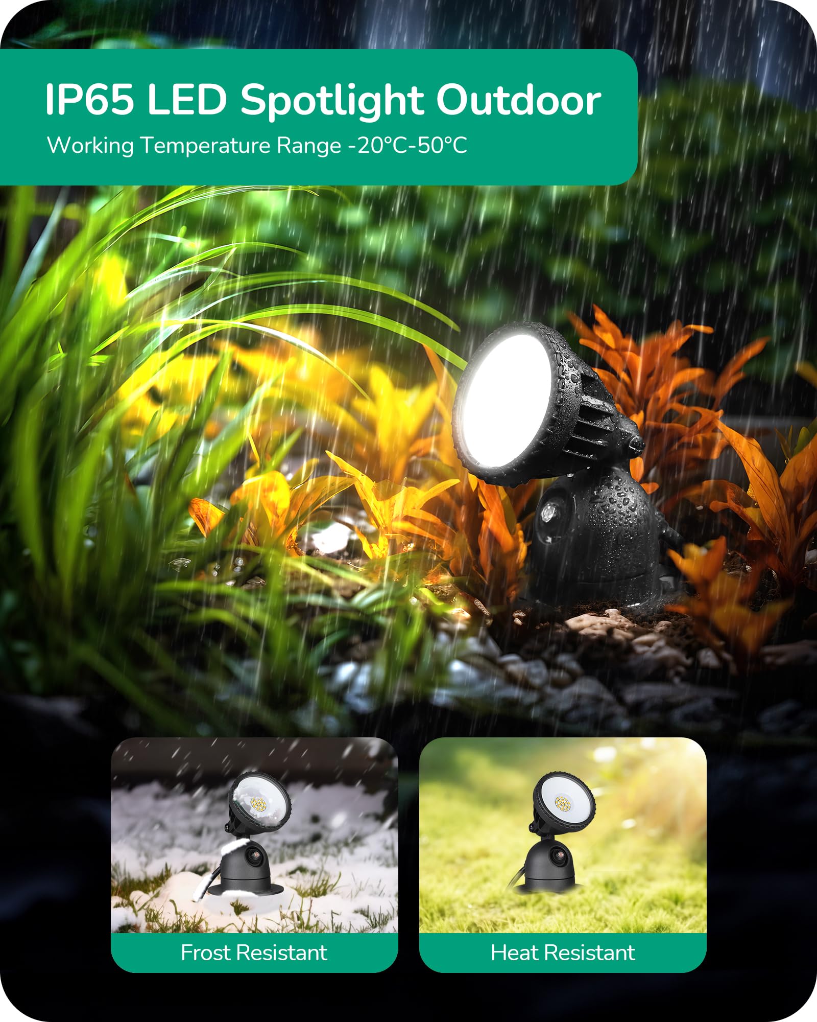 Edishine Dusk To Dawn Led Spot Lights, 12W 4000K, Adjustable, Ip65 Waterproof, Warm White