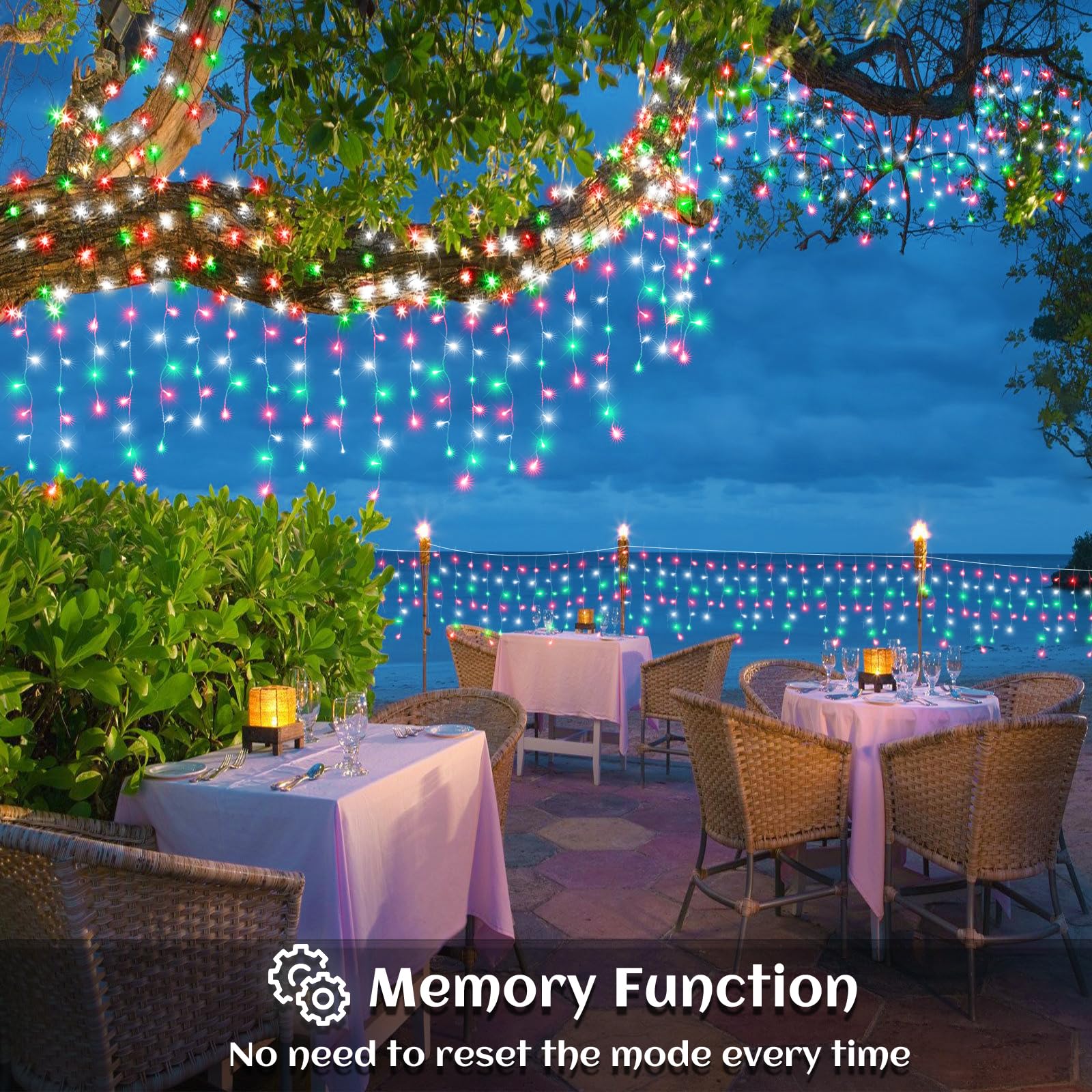 66Ft Icicle Lights For Outside  Red White And Green Christmas Lights Outdoor Indoor  640 Led Twinkle String Light With 120 Drops  Clear Wire Connectable Timer For Thanksgiving Room Home Wall Bedroom