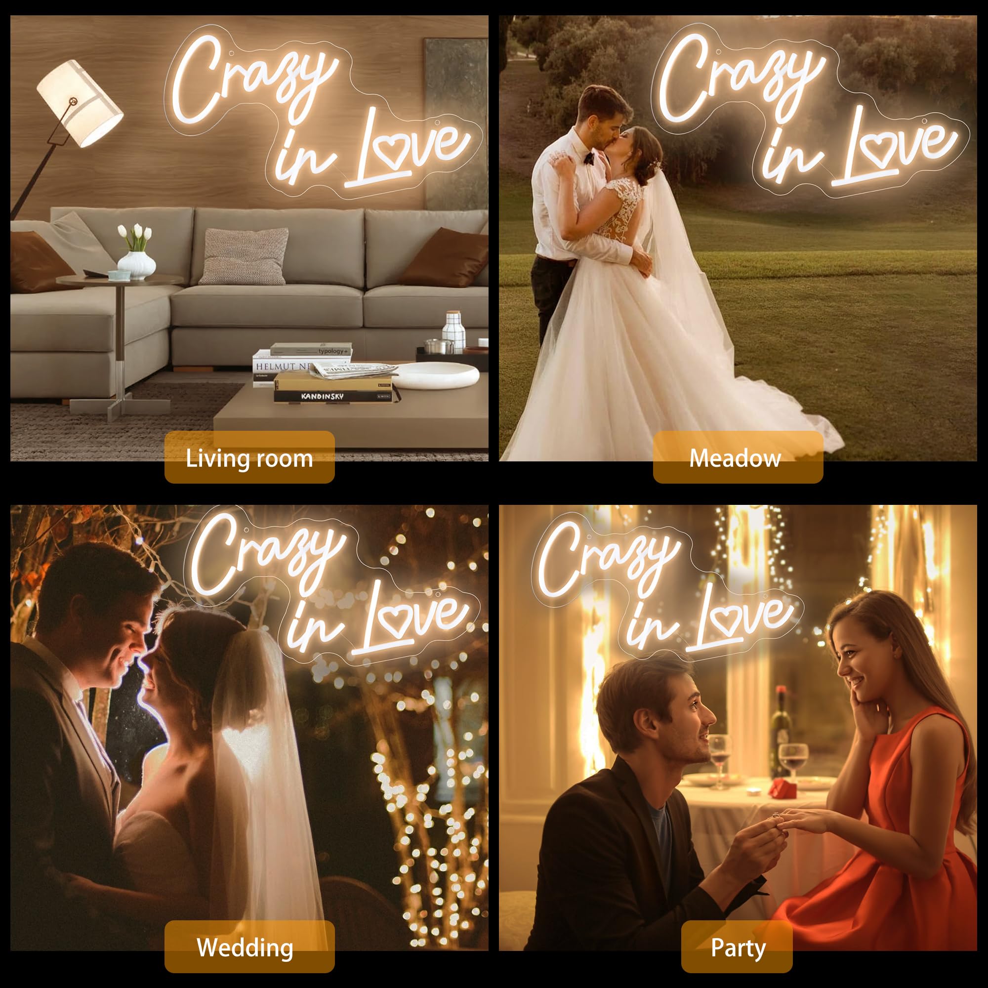 Crazy In Love Neon Sign - Levels Dimmable Usb Neon Lights For Bedroom Wall Wedding Party Neon Light For Decoration Gift For Couples  ValentineS Day