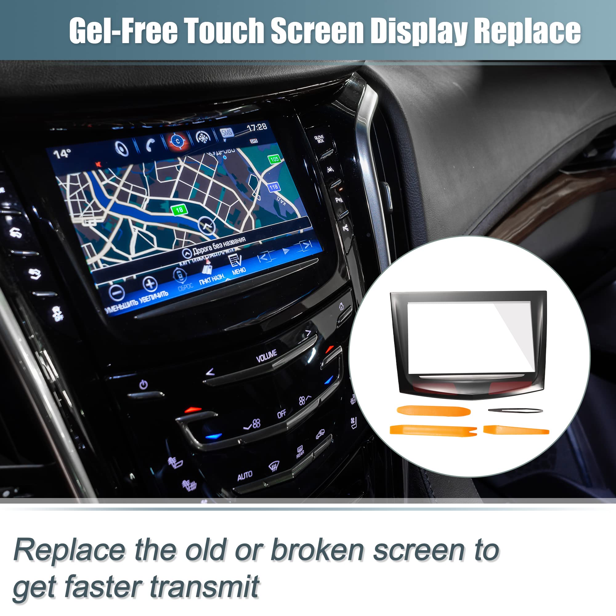 X Autohaux 1 Set Touch Screen Display For Cue Infotainment System For Cadillac Ats Cts Elr Escalade Srx Xts 2013-2017 20867046 22912609 Gel Free Touch Screen Protector W/Trim Remove Tool