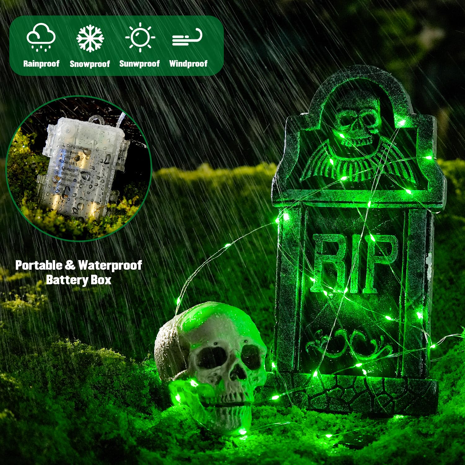 Jmexsuss 2 Pack 100 Led Green Fairy Lights, 66Ft Battery Operated Twinkle String Lights With Remote, 8 Modes For St PatrickS Day, Halloween, Xmas