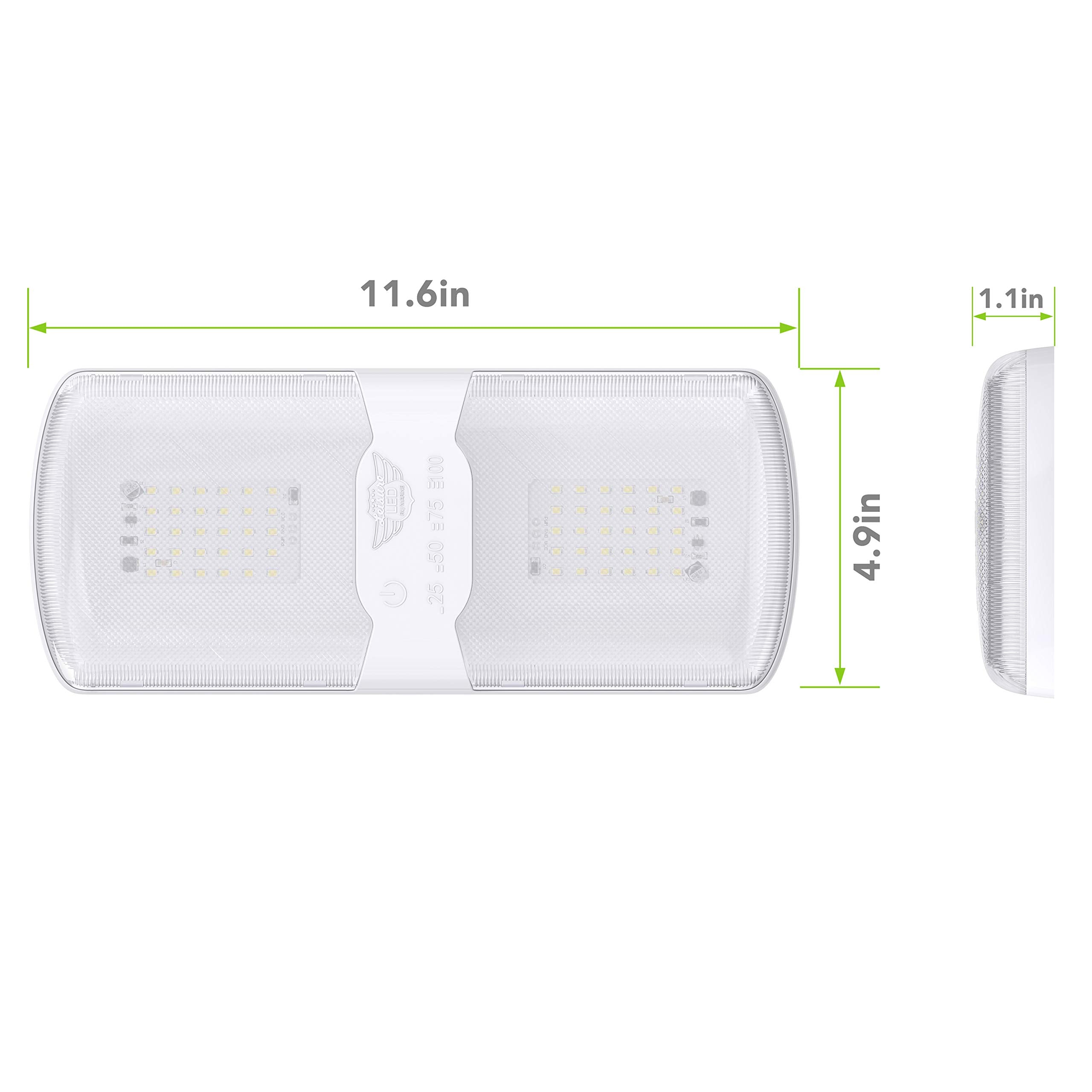 Leisure LED 5-Pack RV Ceiling Double Dome Light Fixture, Touch Dim Natural White 4000-4500K, 620 Lumen Interior Lighting for Car/RV/Boat