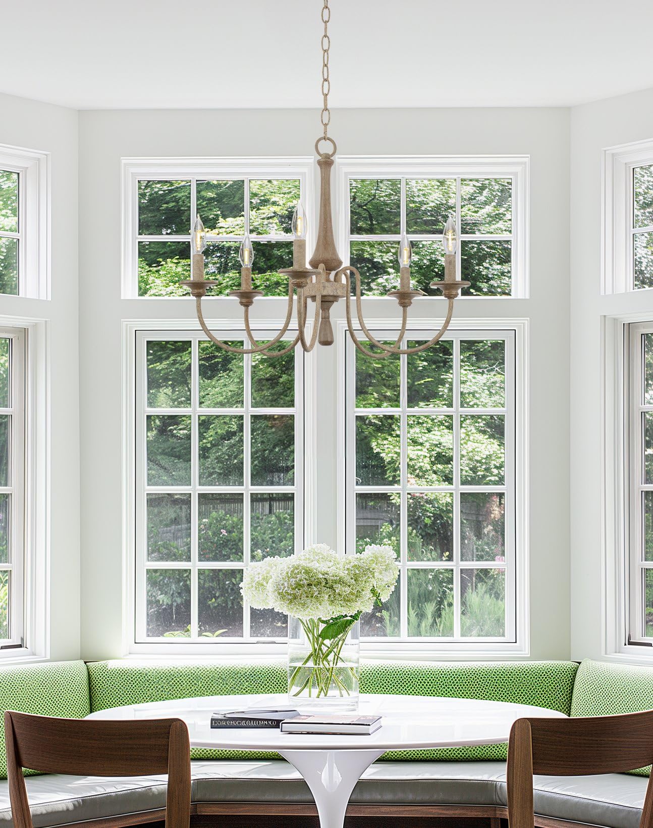 Kira Home Sherbrooke 24'' 5-Light French Country Chandelier, Adjustable Height, Smoked Cedar Finish