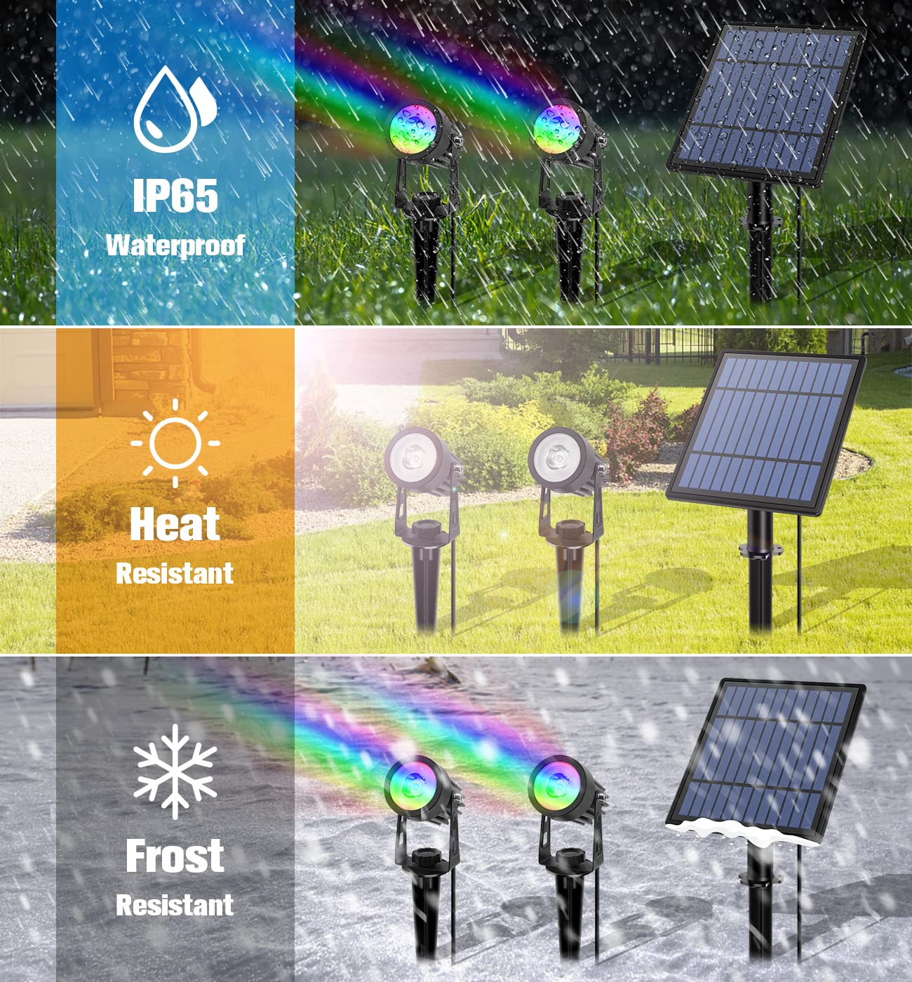 Aponuo Metal Solar Spot Lights Outdoor With 9.8Ft Cable Solar Powered Landscape Lighting Low Voltage Ip65 Waterproof Auto On/Off