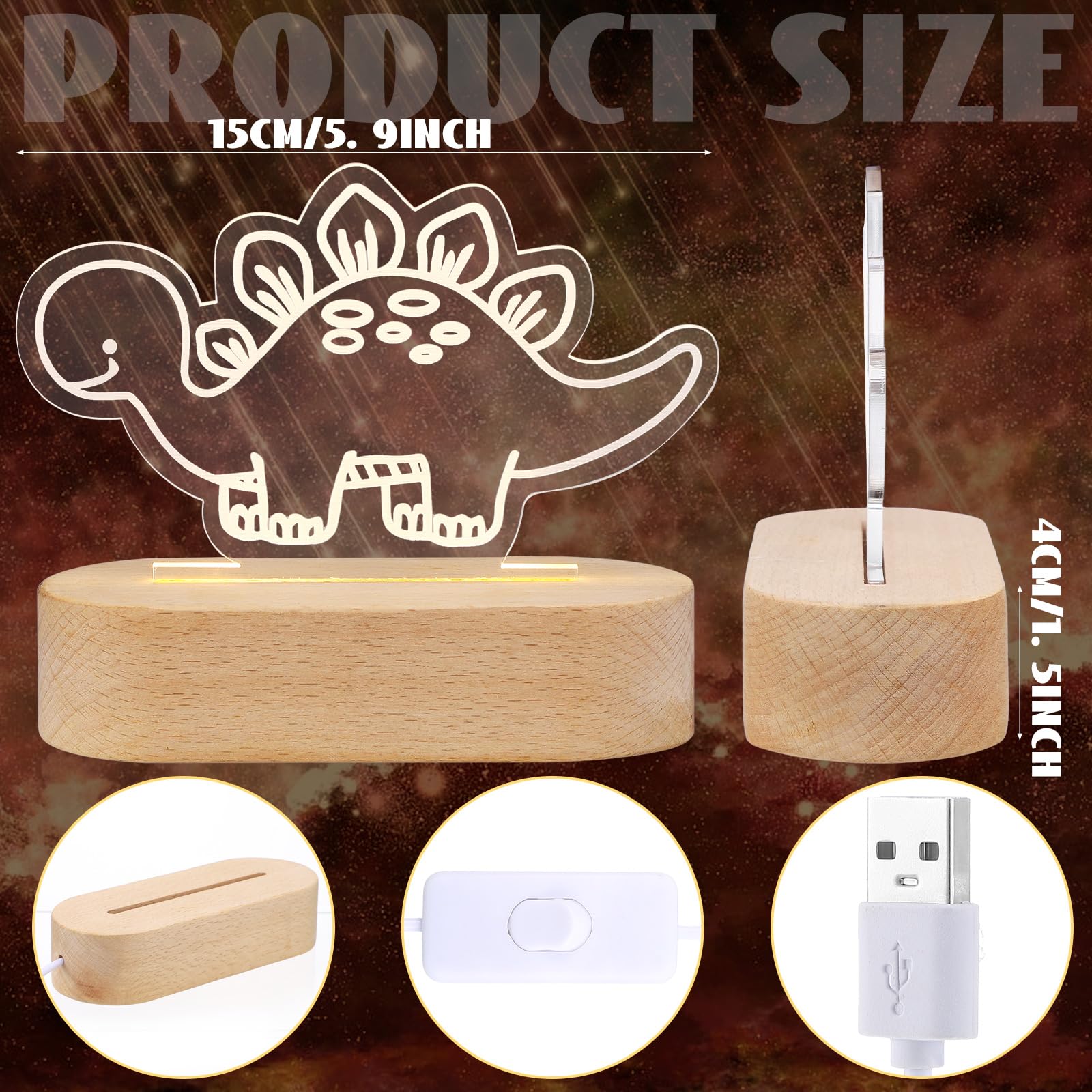 Dreyoo Night LED Light Acrylic Cute Nursery Night Lamp Christmas Bedside Lamp Decor Funny Animal Gifts for Girls Boys Teens (Din