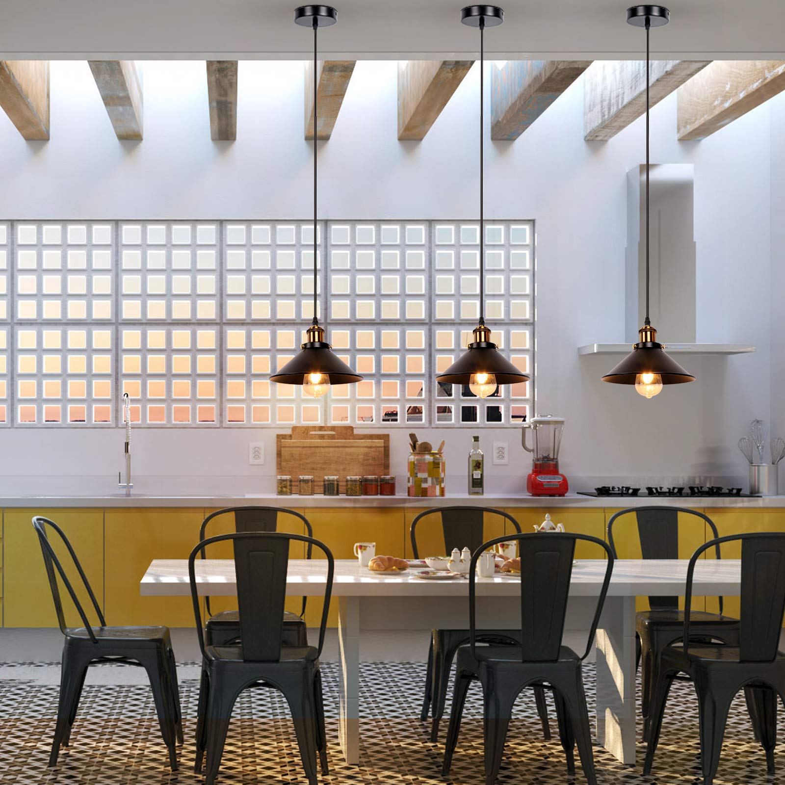Newrays Pendant Light - Industrial Retro Black Iron - 3 Pack - Model PD2020-3