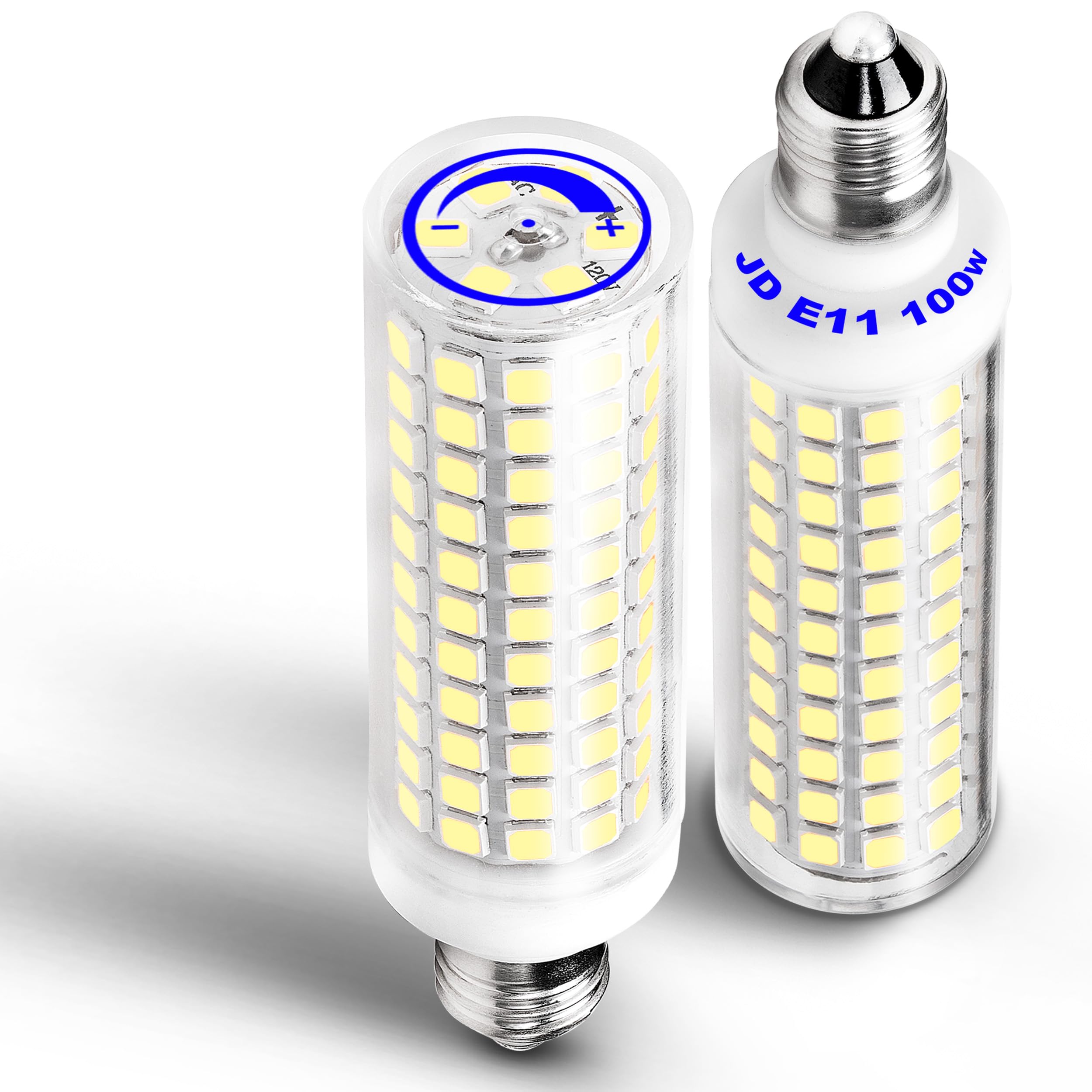 Ziomitus Dimmable JDE11 120V 100W Halogen Candelabra Bulbs Equivalent T3 T4 Mini Base  6000K Daylight White 10W 1000 LM E11 for Chandeliers Candelabra Ceiling Fan  Cabinet Lighting 2Pack